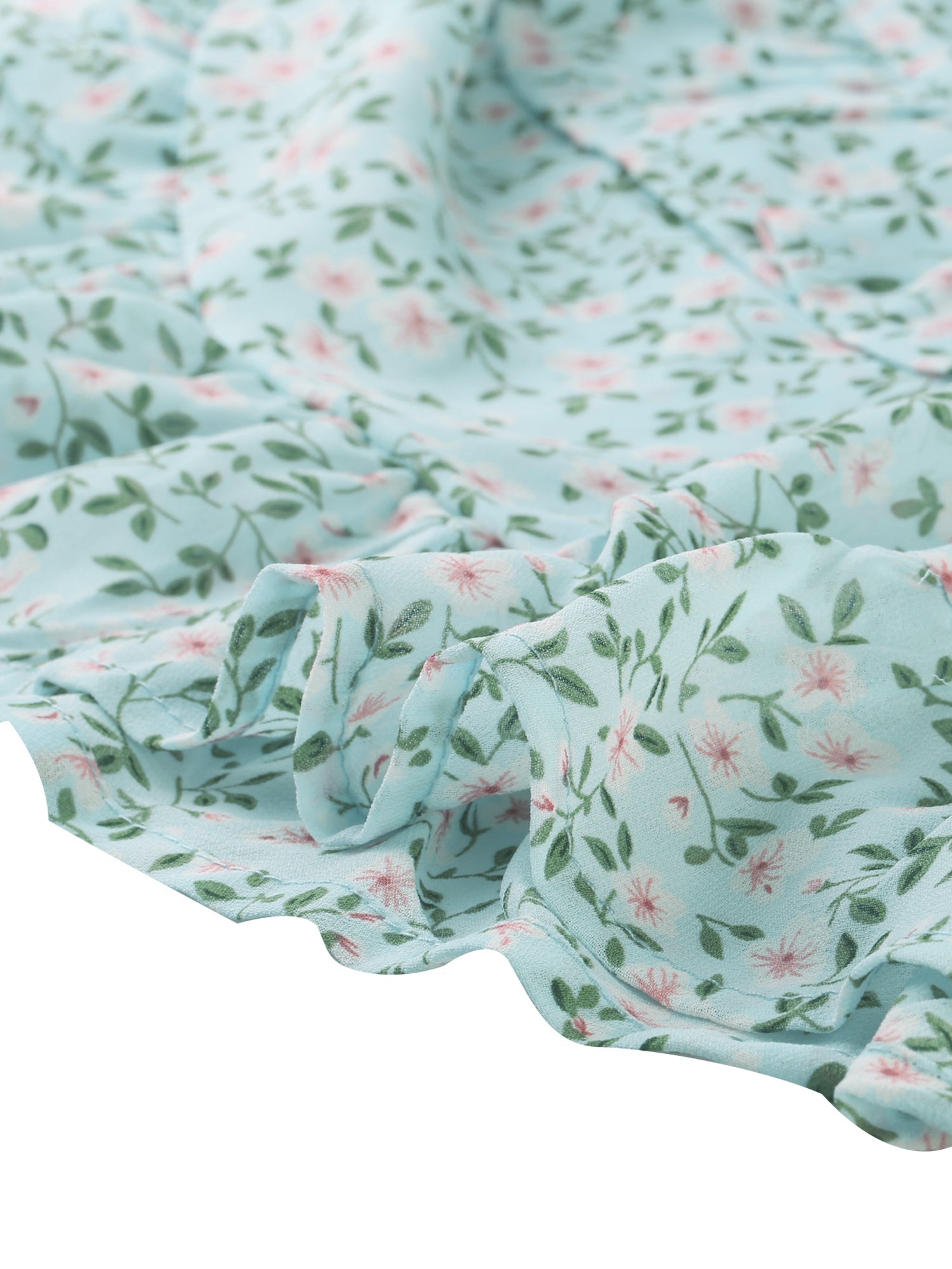 Floral A-line Smocked Waist Tiered Ruffled Chiffon Mini Dress
