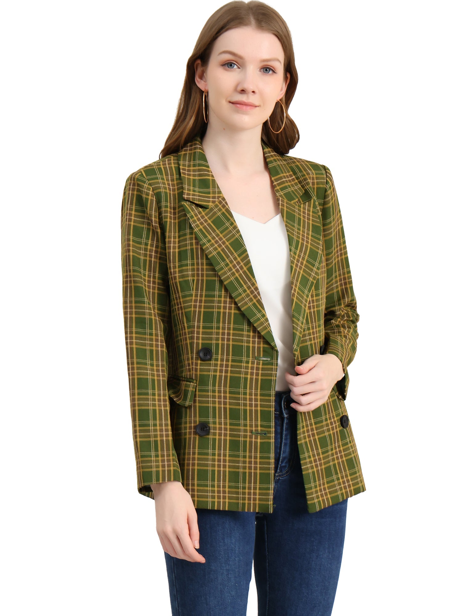 Notched Lapel Double Breasted Work Formal Blazer