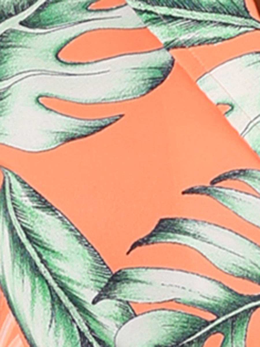 Hawaiian Floral Leaves Tropical Button Down Shirt