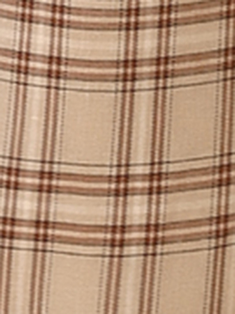 Plaid Elastic Waist Casual Work Office Long Pants