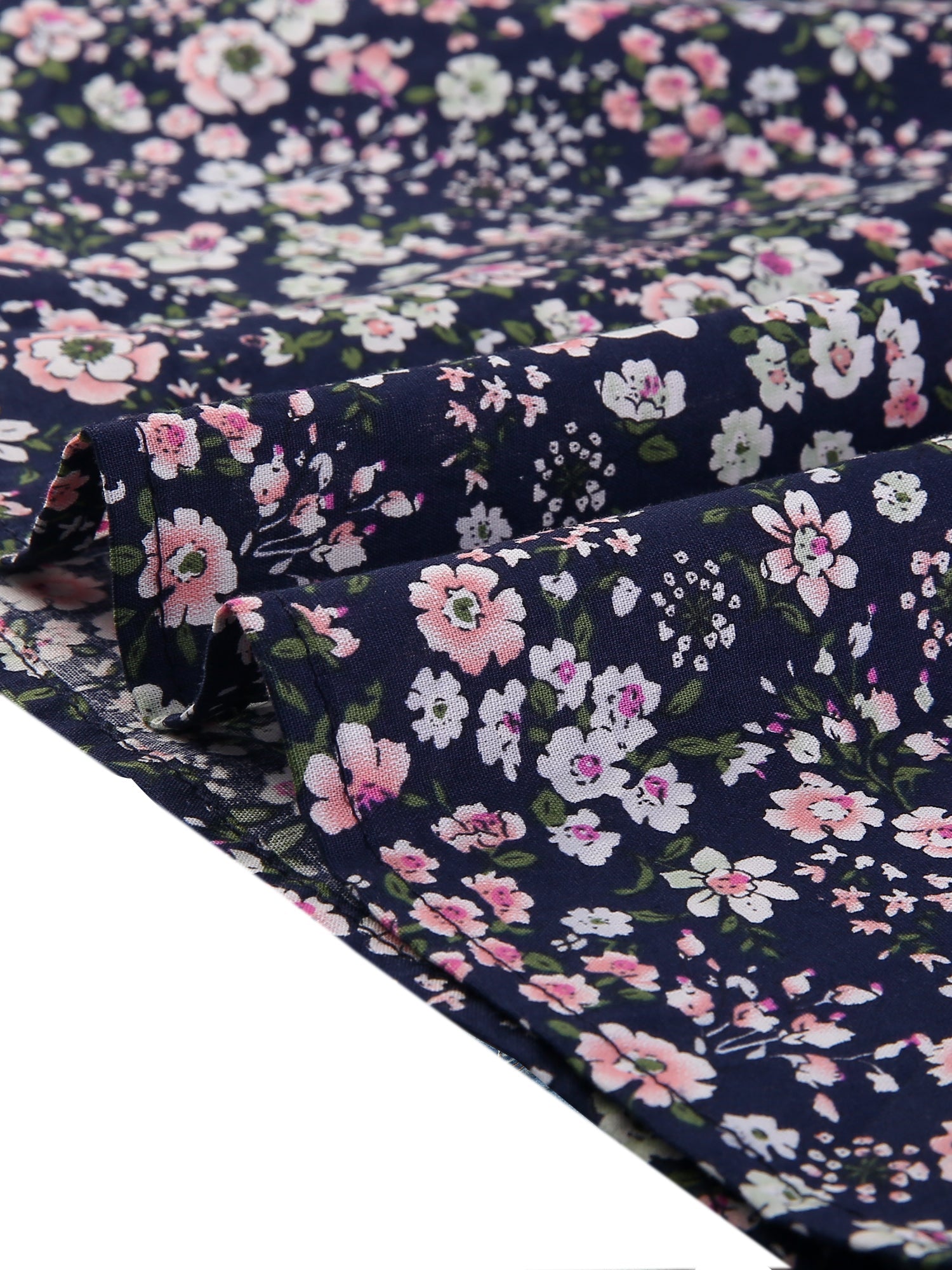 Puff Sleeve Shirt Point Collar Top Button Down Floral Blouse