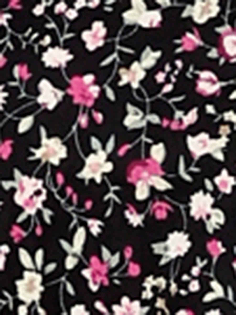 Puff Sleeve Shirt Point Collar Top Button Down Floral Blouse
