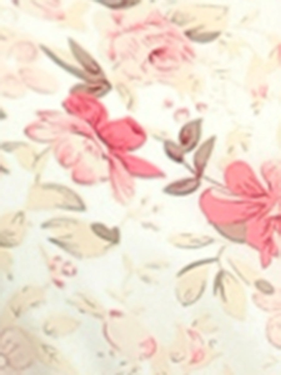 Long Sleeve V Neck Elastic Waist Ruffle Hem Chiffon Floral Dress