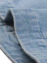Buttoned Chest Flap Pocket Washed Denim Jacket Vest