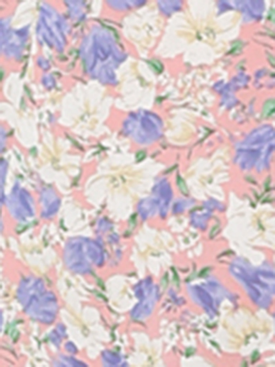 Peter Pan Collar Flowy Short Sleeve Ruffle Summer Floral Shirt Dress