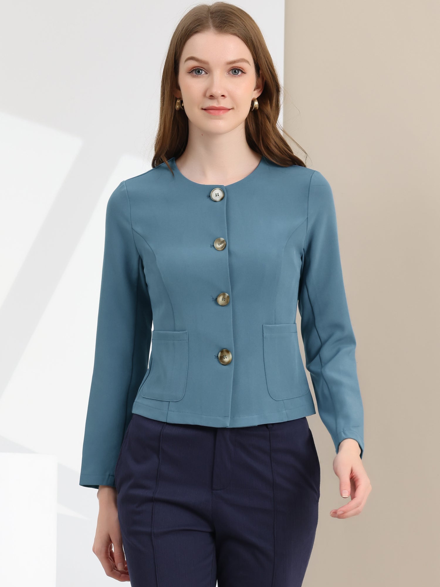 Fall Casual Jacket Elegant Button Front Work Office Blazer