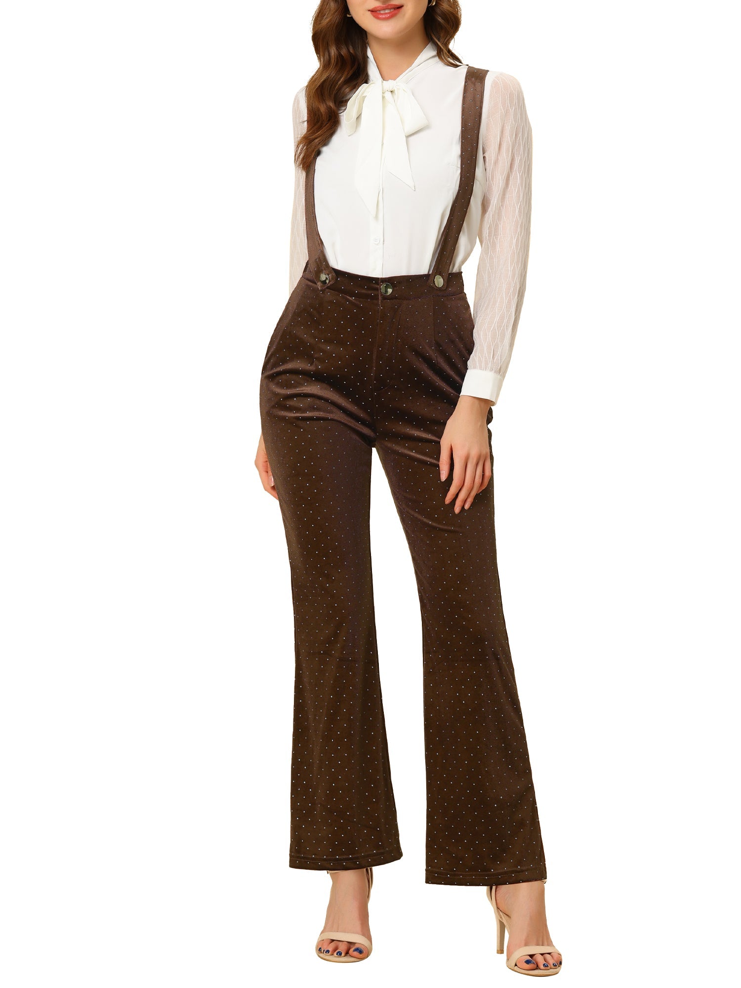 Velvet Wide Leg Retro Shiny Glitter Overalls Jumpsuits Pants