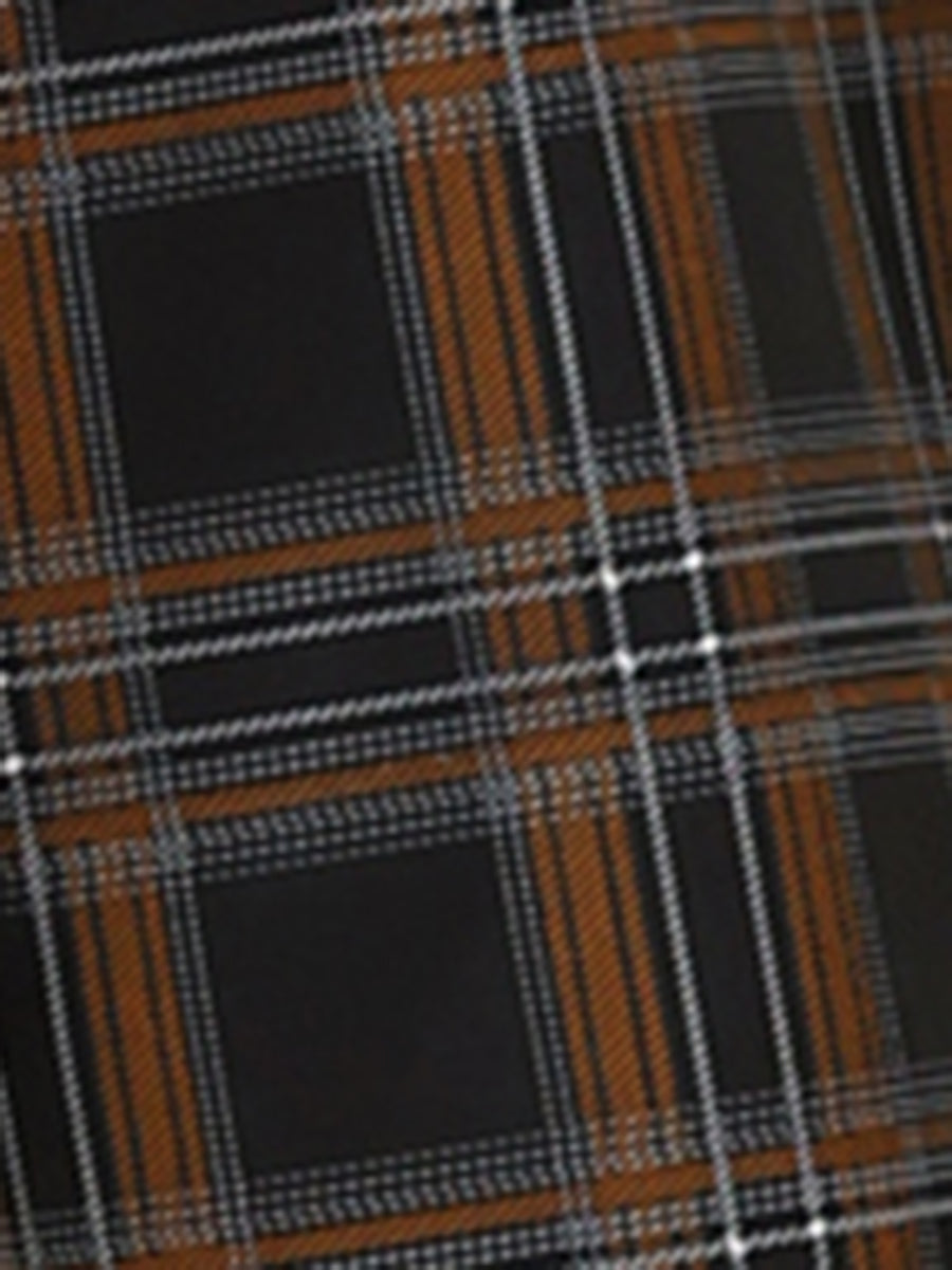 Plaid Zipper Front Party Strap Sleeveless Tube Mini A-Line Dress
