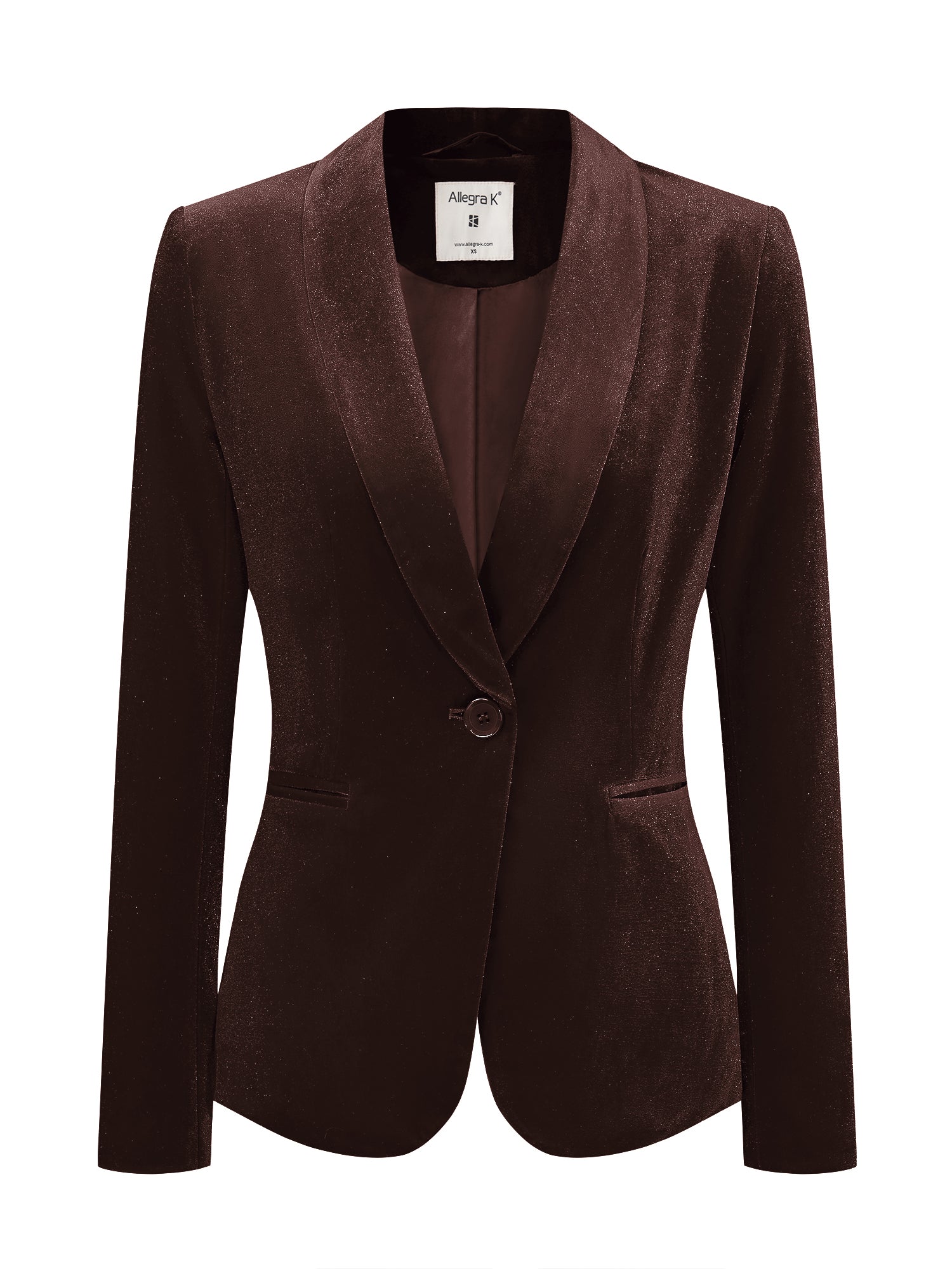 Solid Shawl Collar Single Button Velvet Blazer