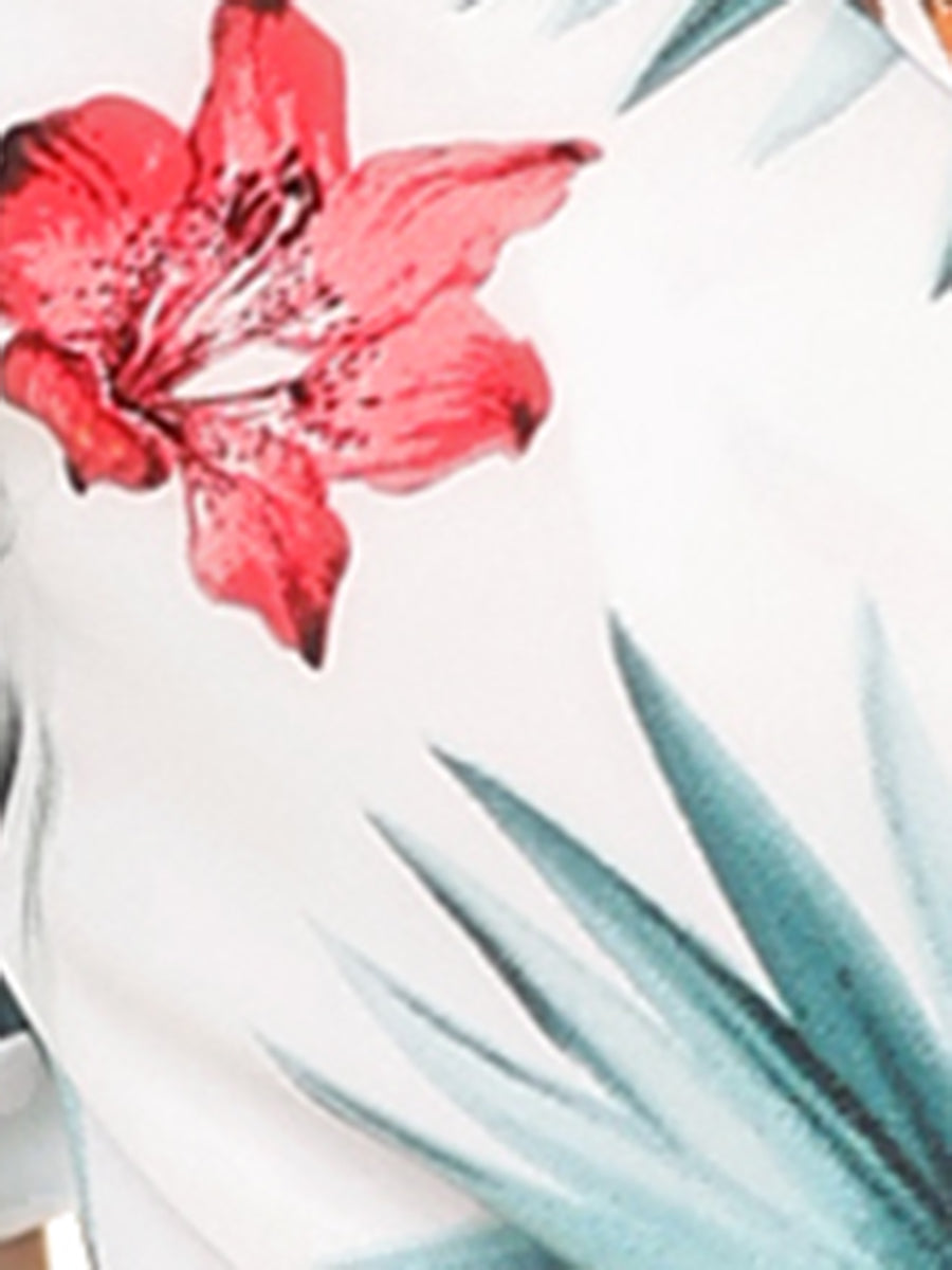 Hawaiian Floral Leaves Tropical Button Down Shirt