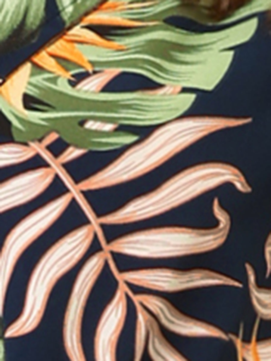 Hawaiian Floral Leaves Tropical Button Down Shirt