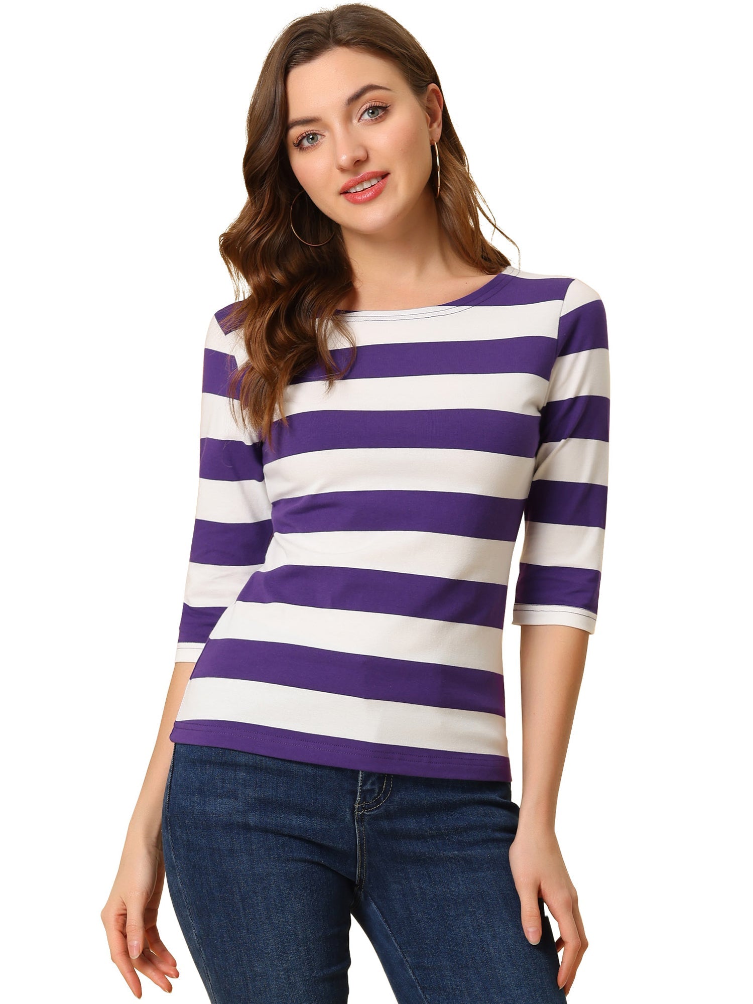 Halloween 3/4 Sleeve T-shirt Casual Boat Neck Slim Fit Tee
