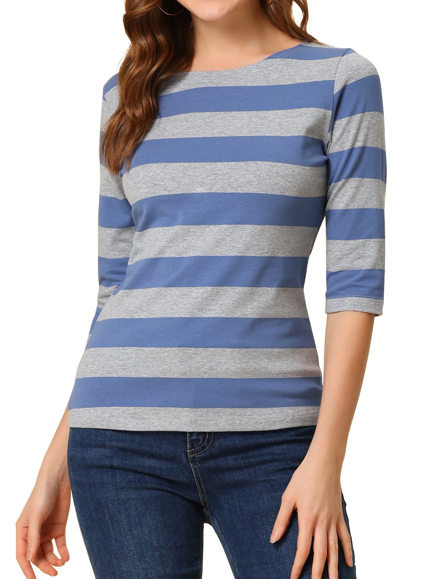 Halloween 3/4 Sleeve T-shirt Casual Boat Neck Slim Fit Tee