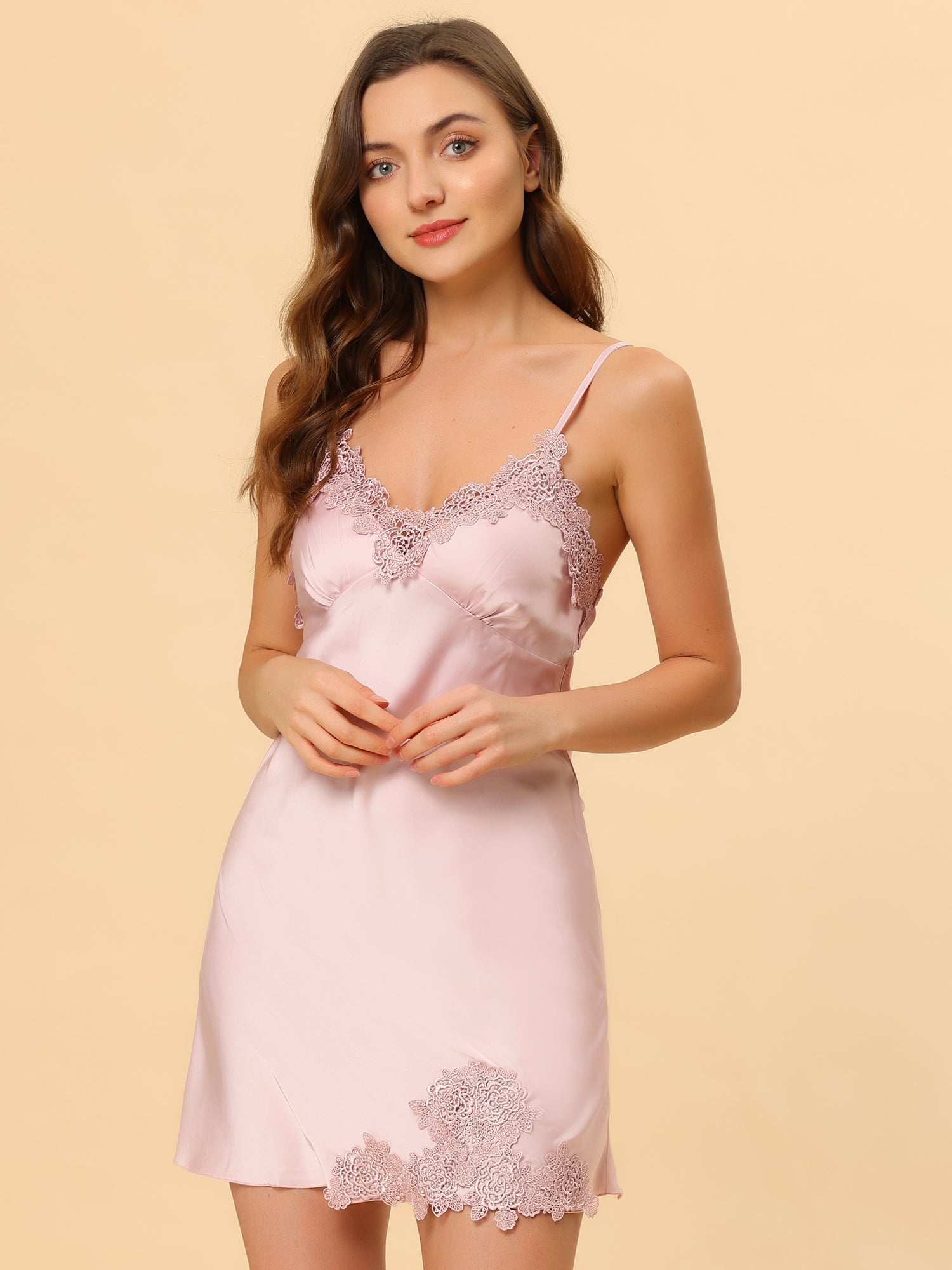 Satin Pajama Cami Dress Sleepwear Spaghetti Strap Lounge Nightgown