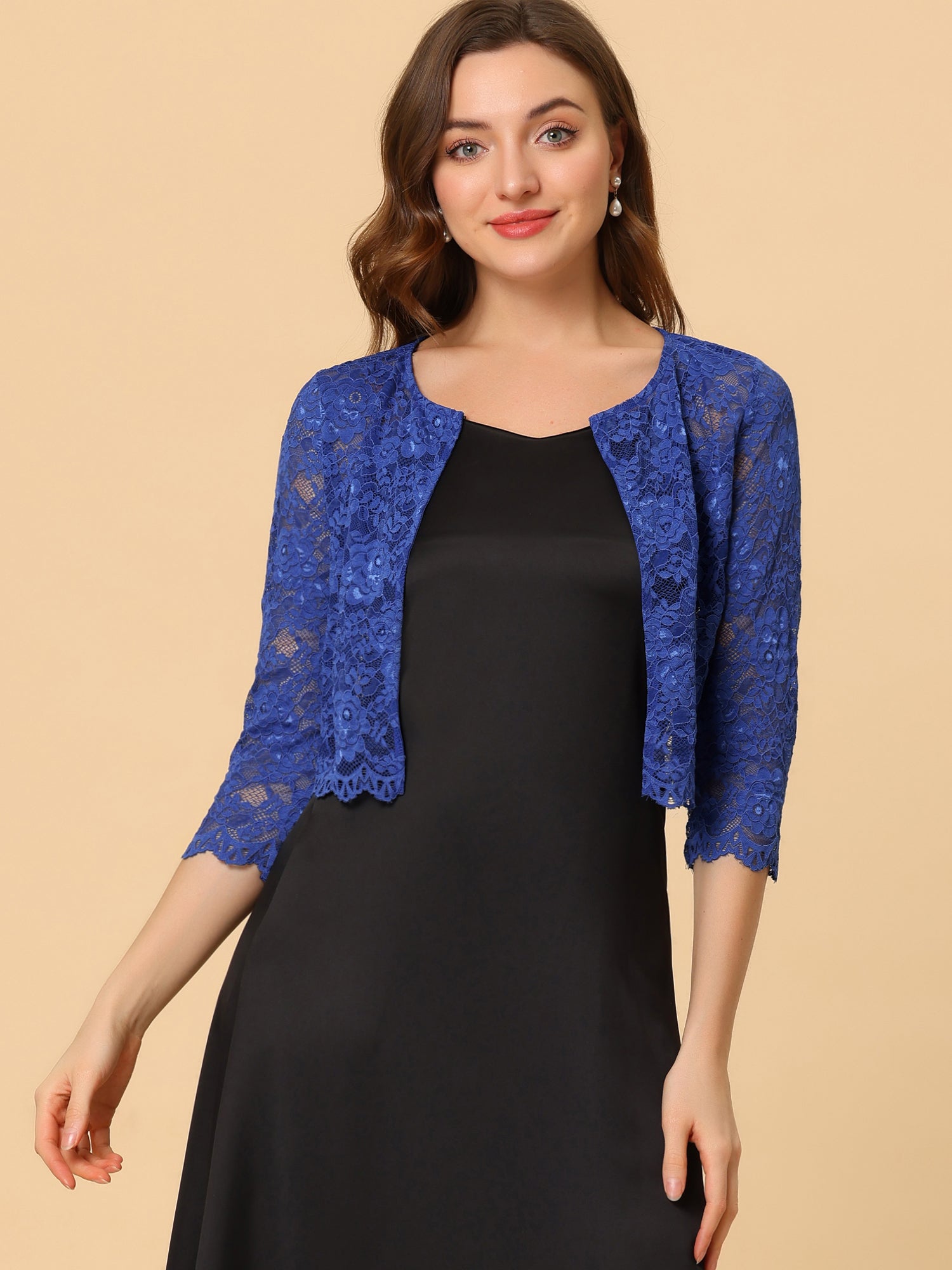 Elegant Sheer Floral Lace Cropped Bolero Shrug