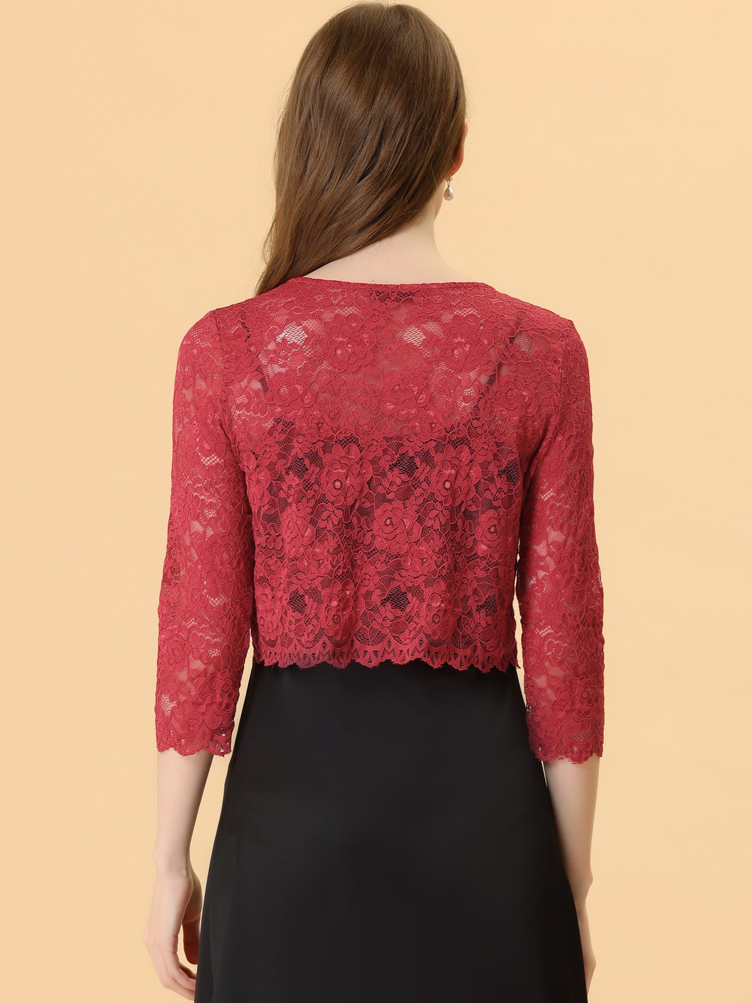 Elegant Sheer Floral Lace Cropped Bolero Shrug