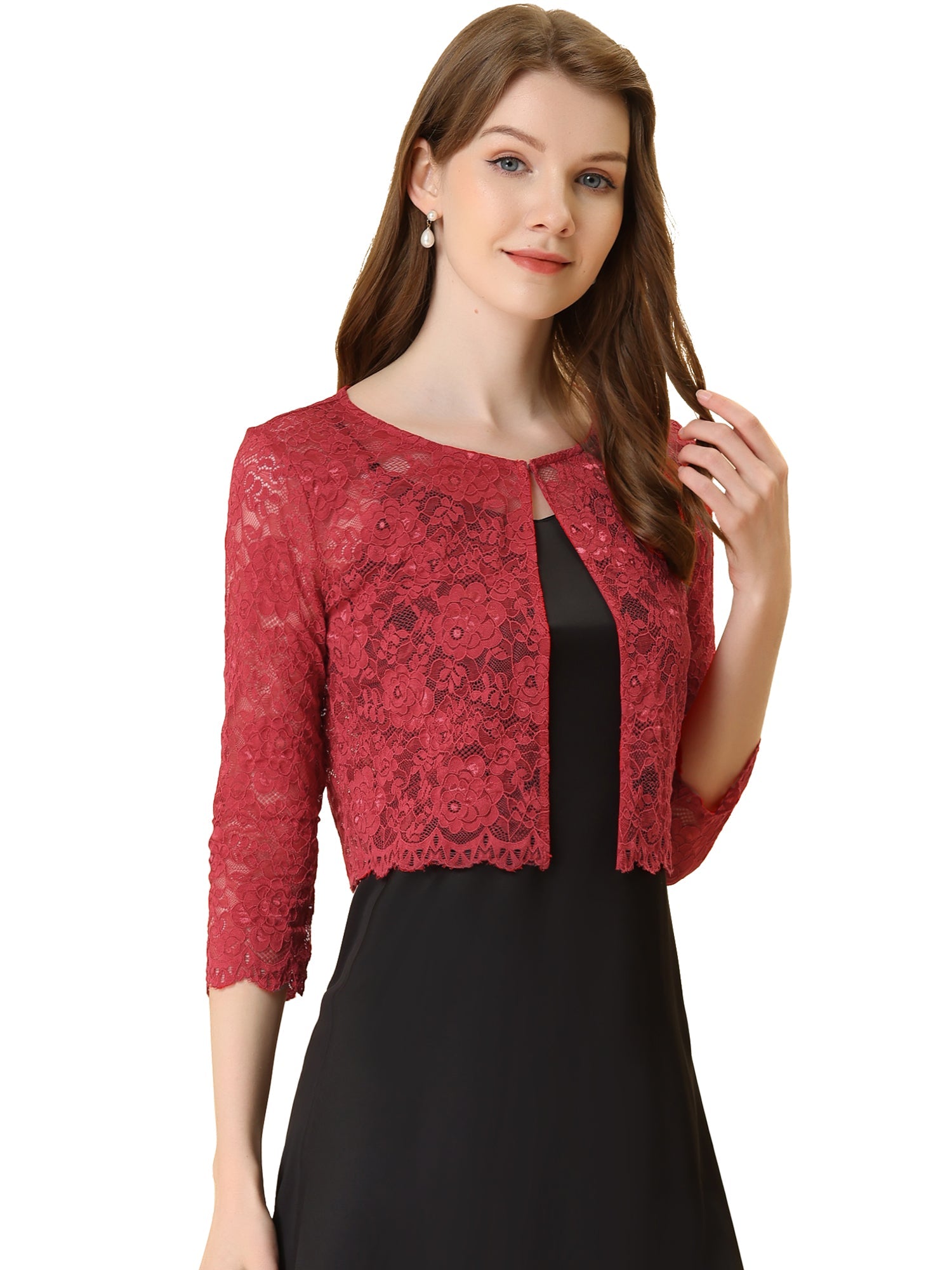 Elegant Sheer Floral Lace Cropped Bolero Shrug