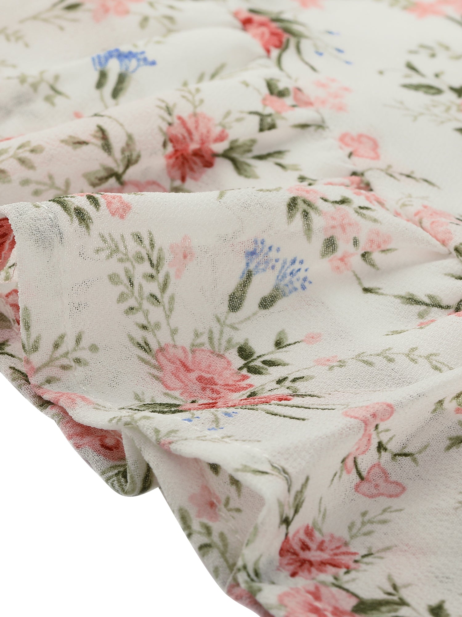 Floral A-line Smocked Waist Tiered Ruffled Chiffon Mini Dress
