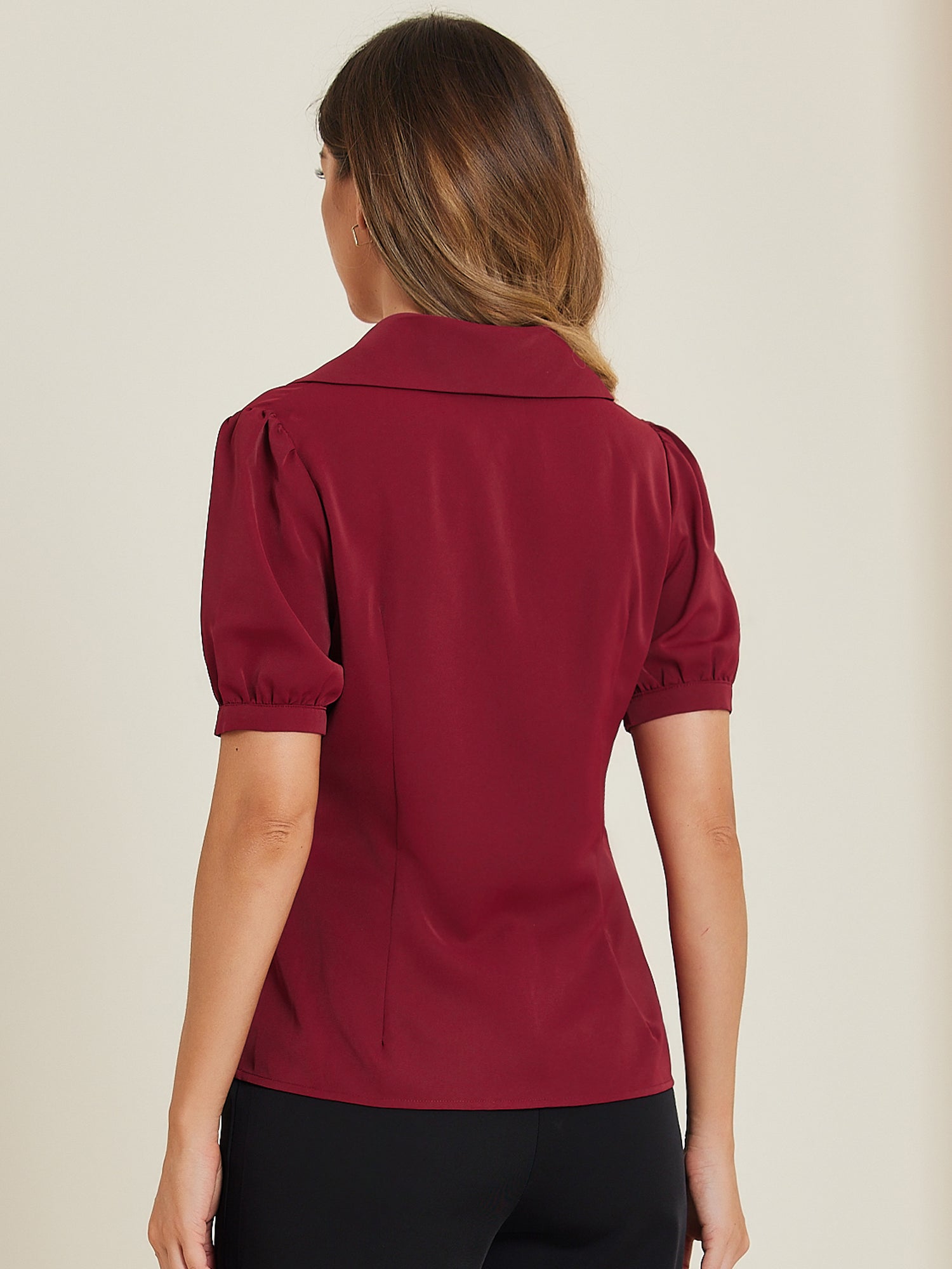 Summer Work Lapel Collar Blouse Short Sleeve Button Down Shirt