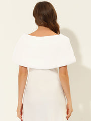 Elegant Faux Fur Shawl Stole Bow Tie Bridal Shrugs