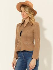 Faux Suede Jacket Short Zip Up Motorcycle Biker Coat