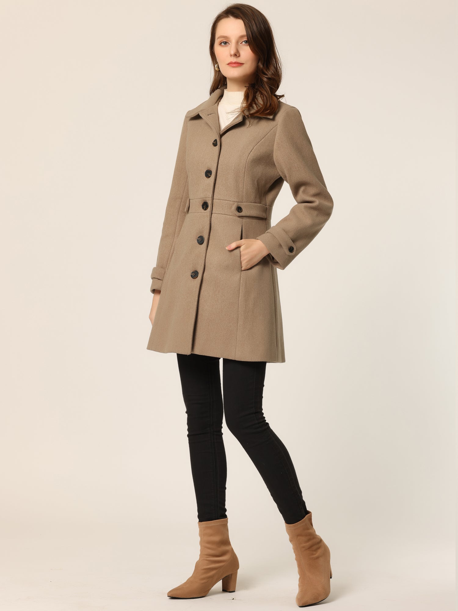 Winter Classic Outwear Overcoat with Pockets Single Breasted Coat