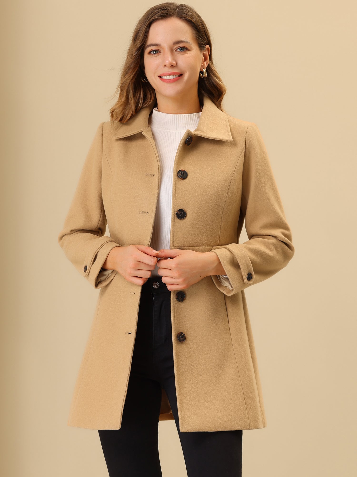 Winter Classic Outwear Overcoat with Pockets Single Breasted Coat