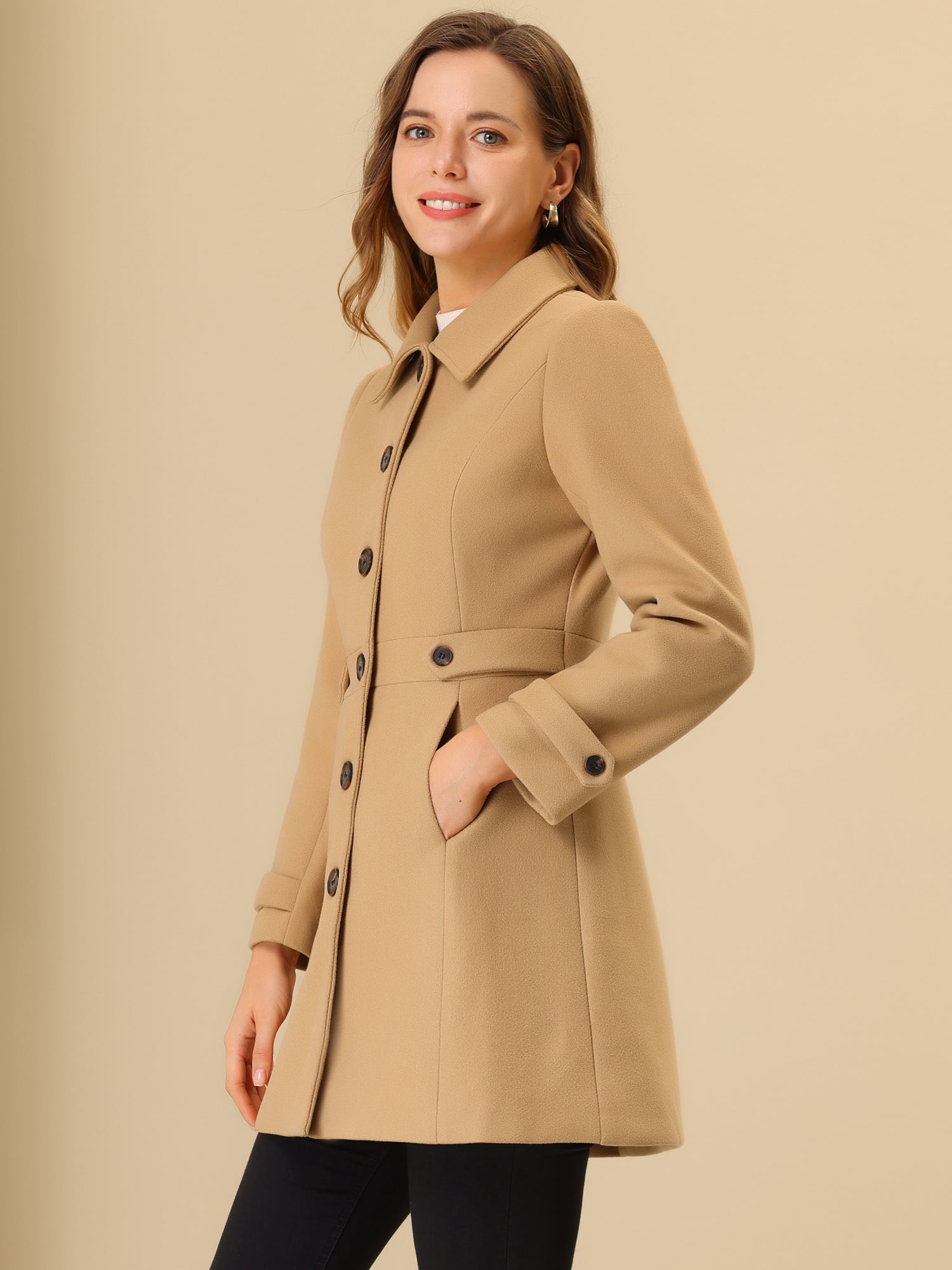 Winter Classic Outwear Overcoat with Pockets Single Breasted Coat