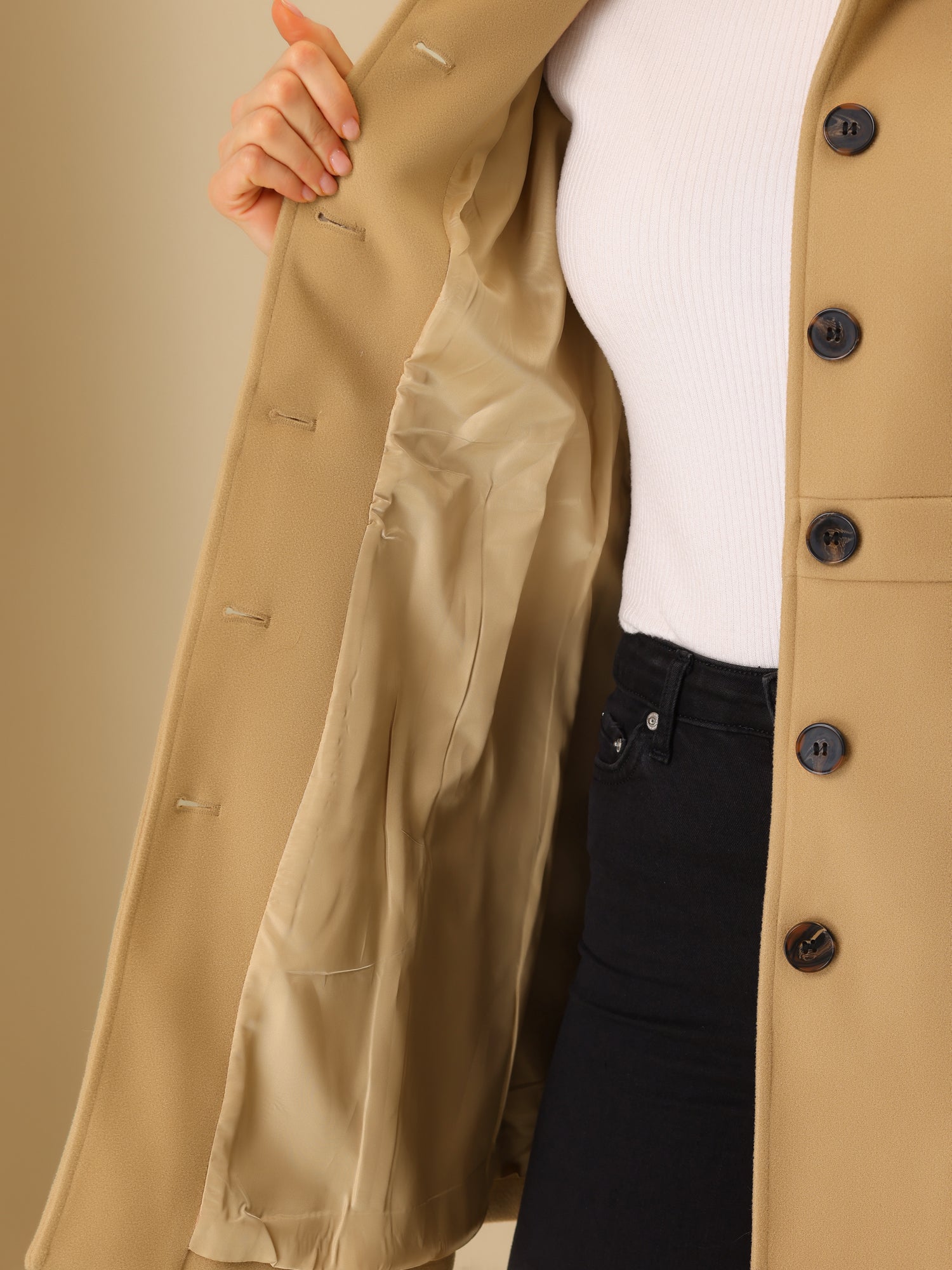 Winter Classic Outwear Overcoat with Pockets Single Breasted Coat