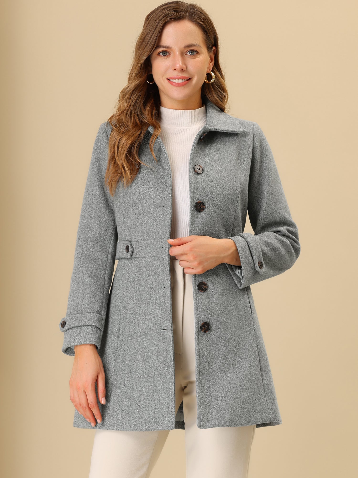 Winter Classic Outwear Overcoat with Pockets Single Breasted Coat