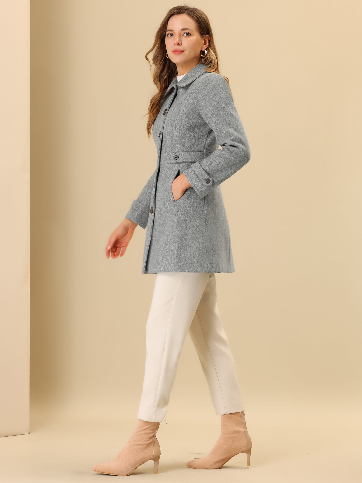 Winter Classic Outwear Overcoat with Pockets Single Breasted Coat
