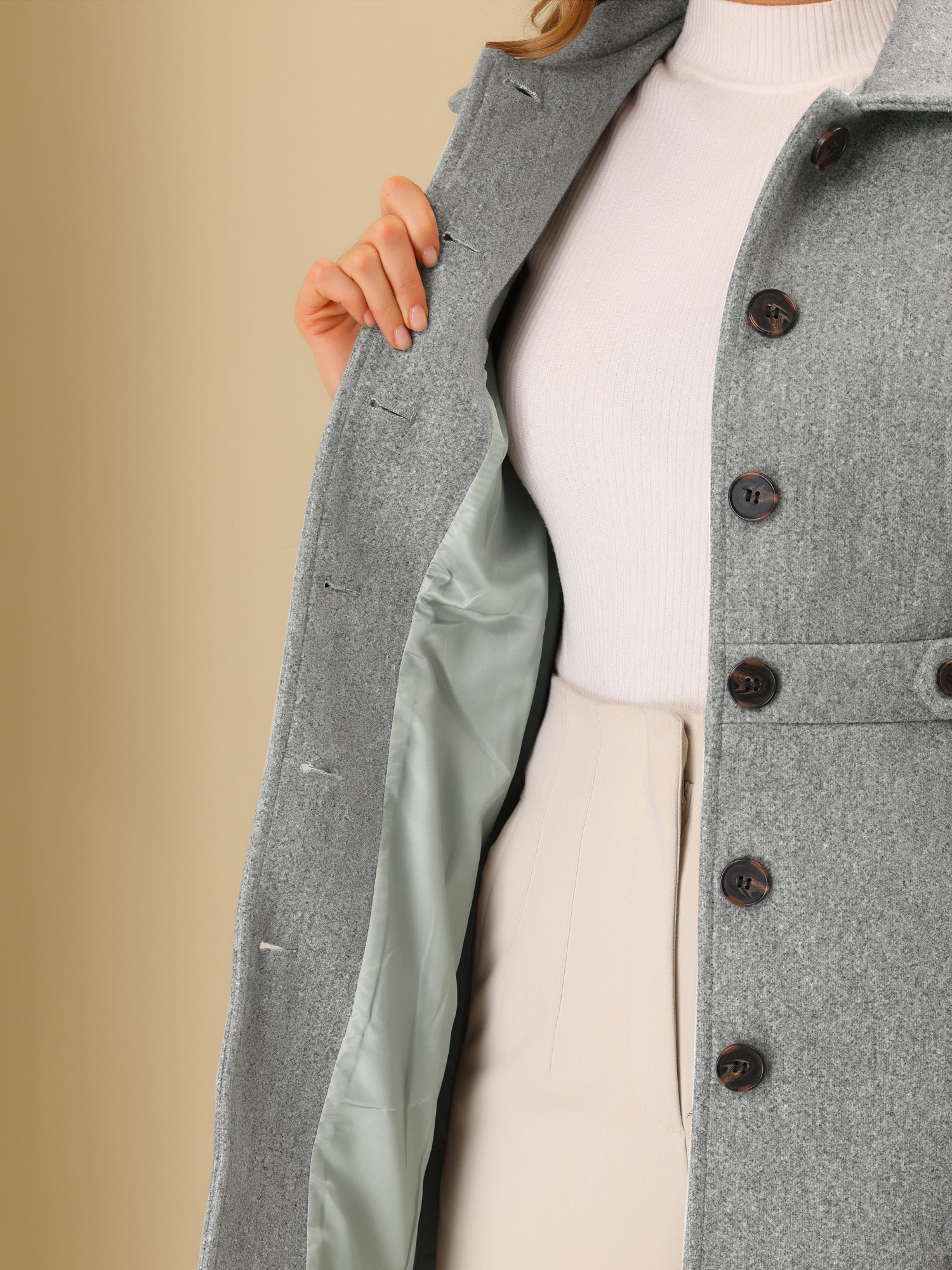 Winter Classic Outwear Overcoat with Pockets Single Breasted Coat