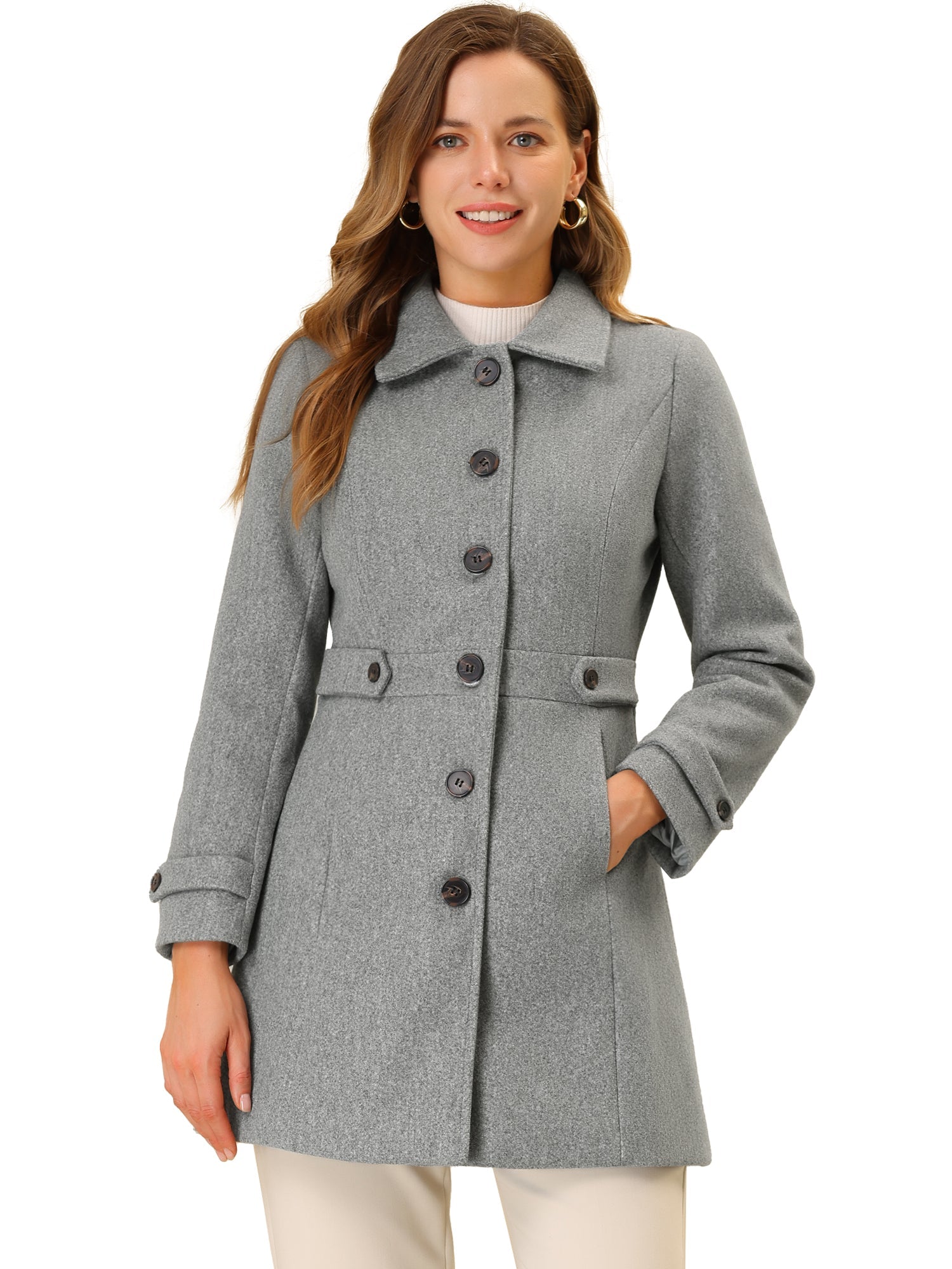 Winter Classic Outwear Overcoat with Pockets Single Breasted Coat