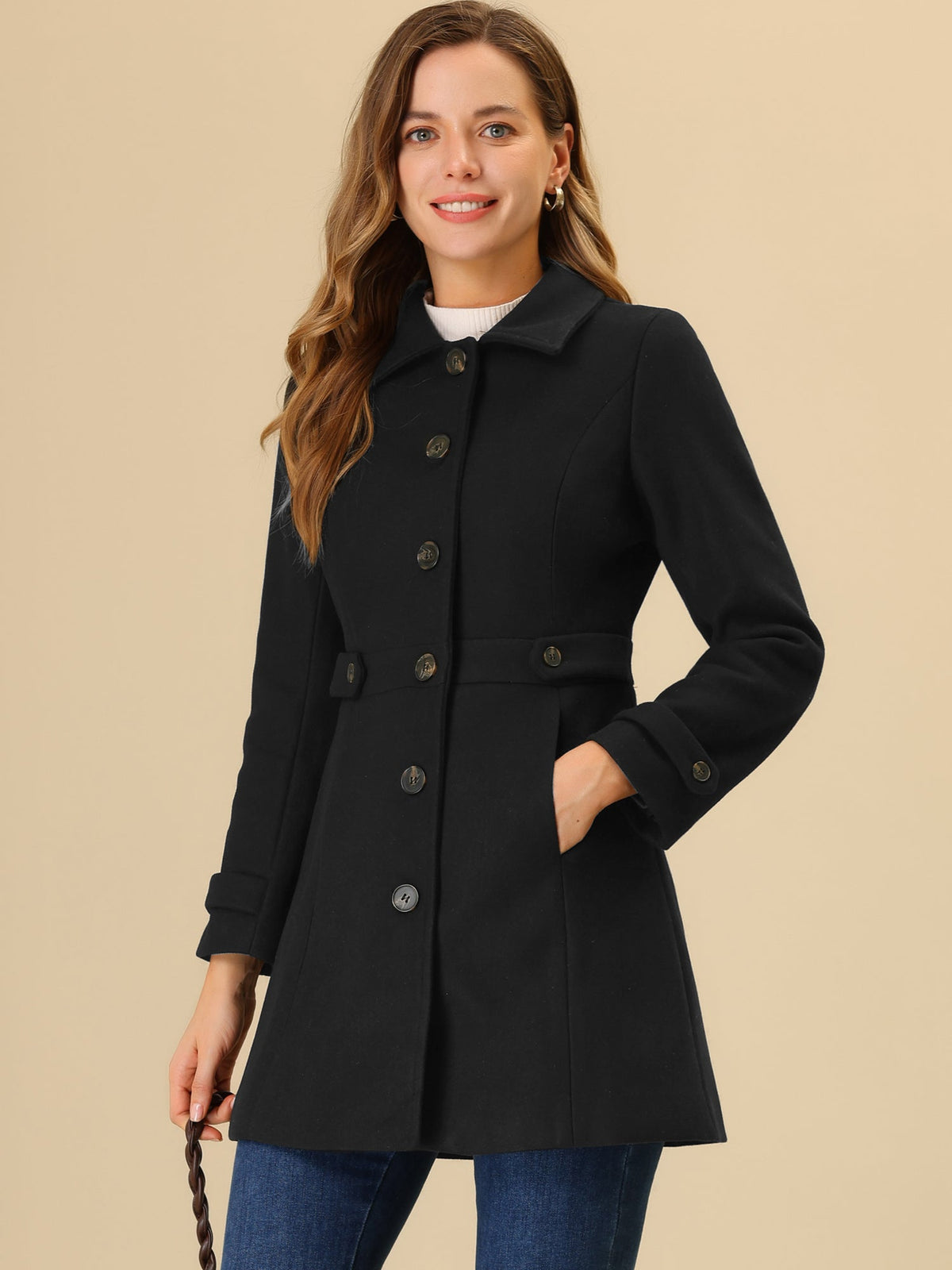 Winter Classic Outwear Overcoat with Pockets Single Breasted Coat