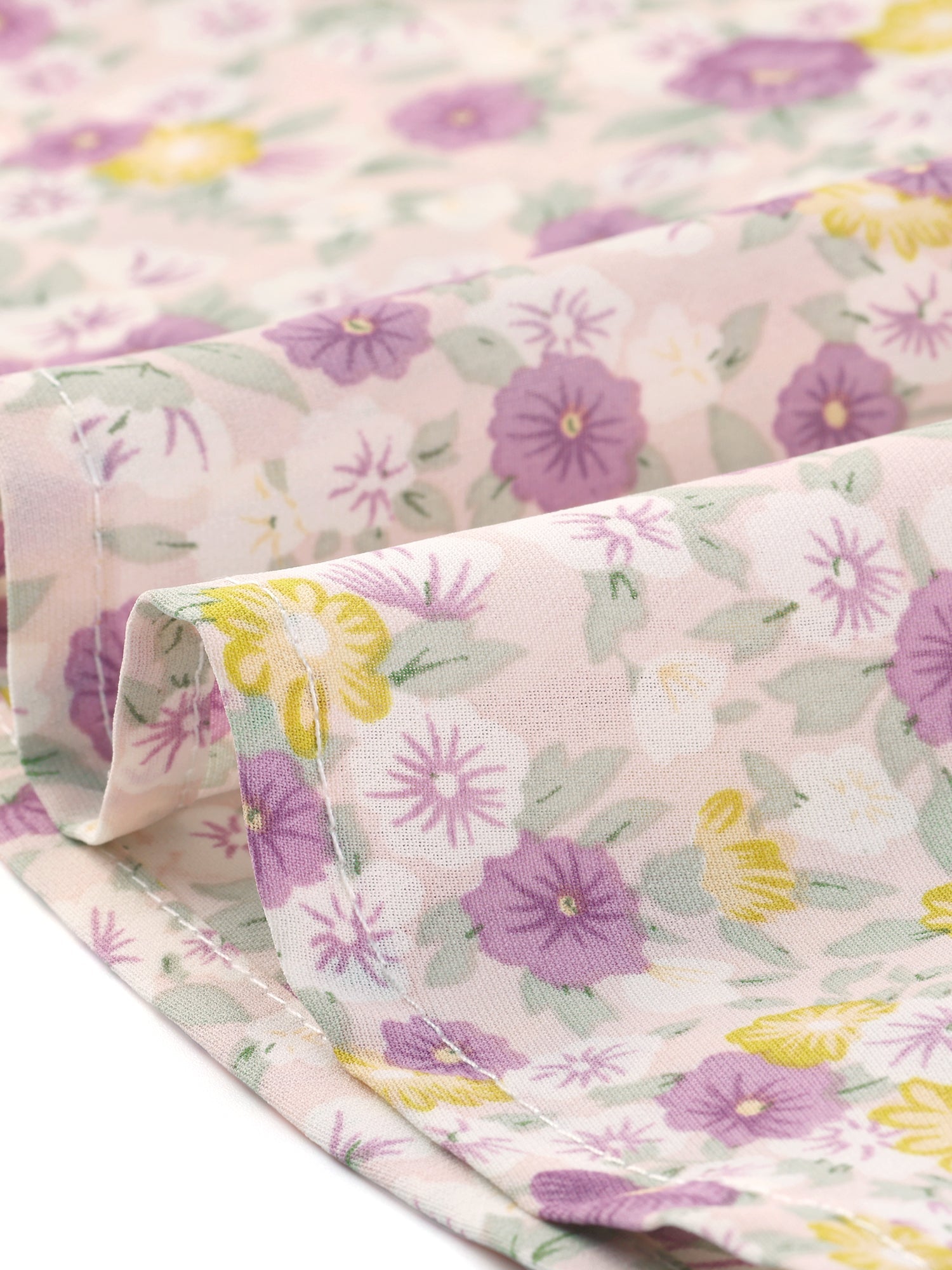 Peter Pan Collar Puff Short Sleeve Ruffle Smocked Floral Blouse
