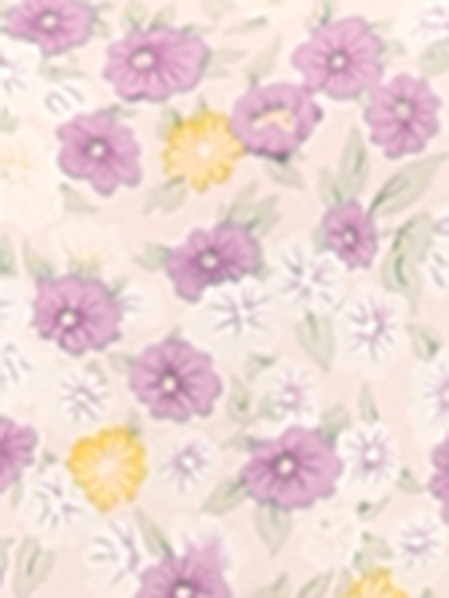 Peter Pan Collar Puff Short Sleeve Ruffle Smocked Floral Blouse