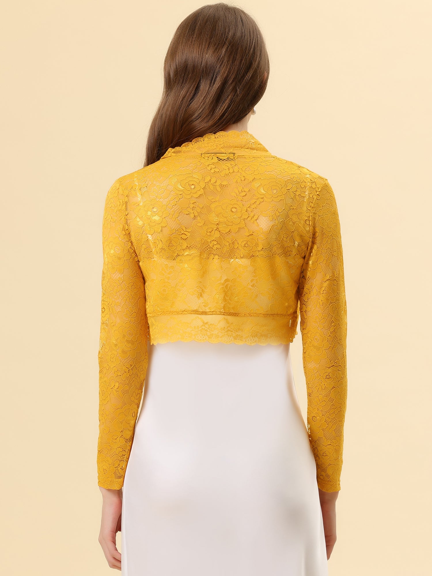 Elegant Sheer Floral Lace Crop Cardigan Bolero Shrug