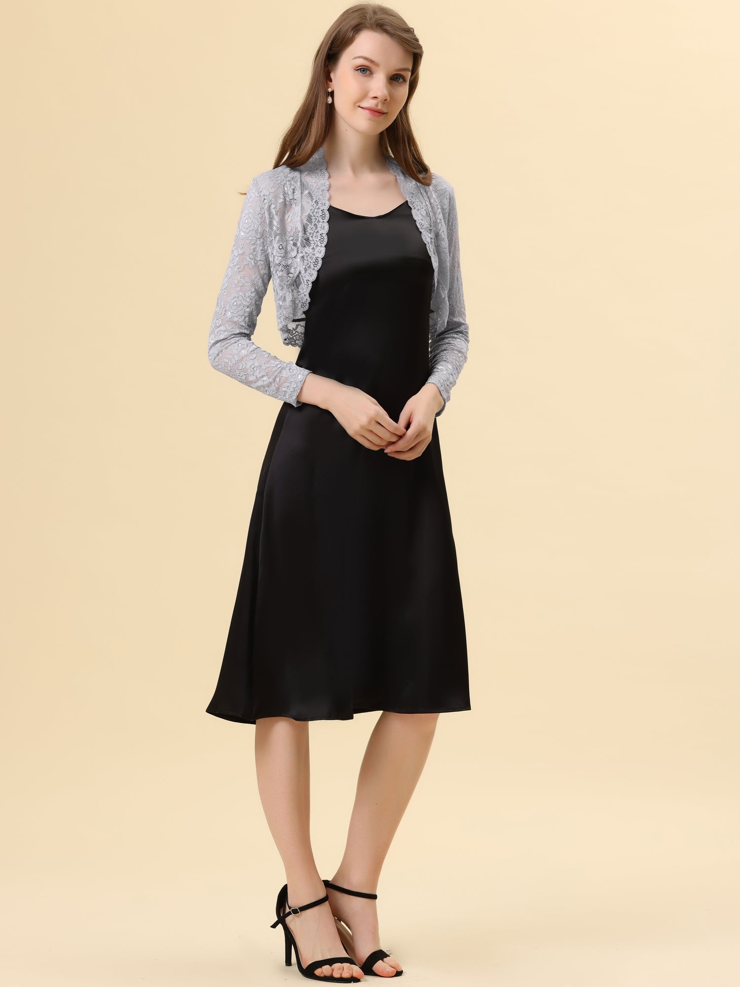 Elegant Sheer Floral Lace Cropped Bolero Shrugs