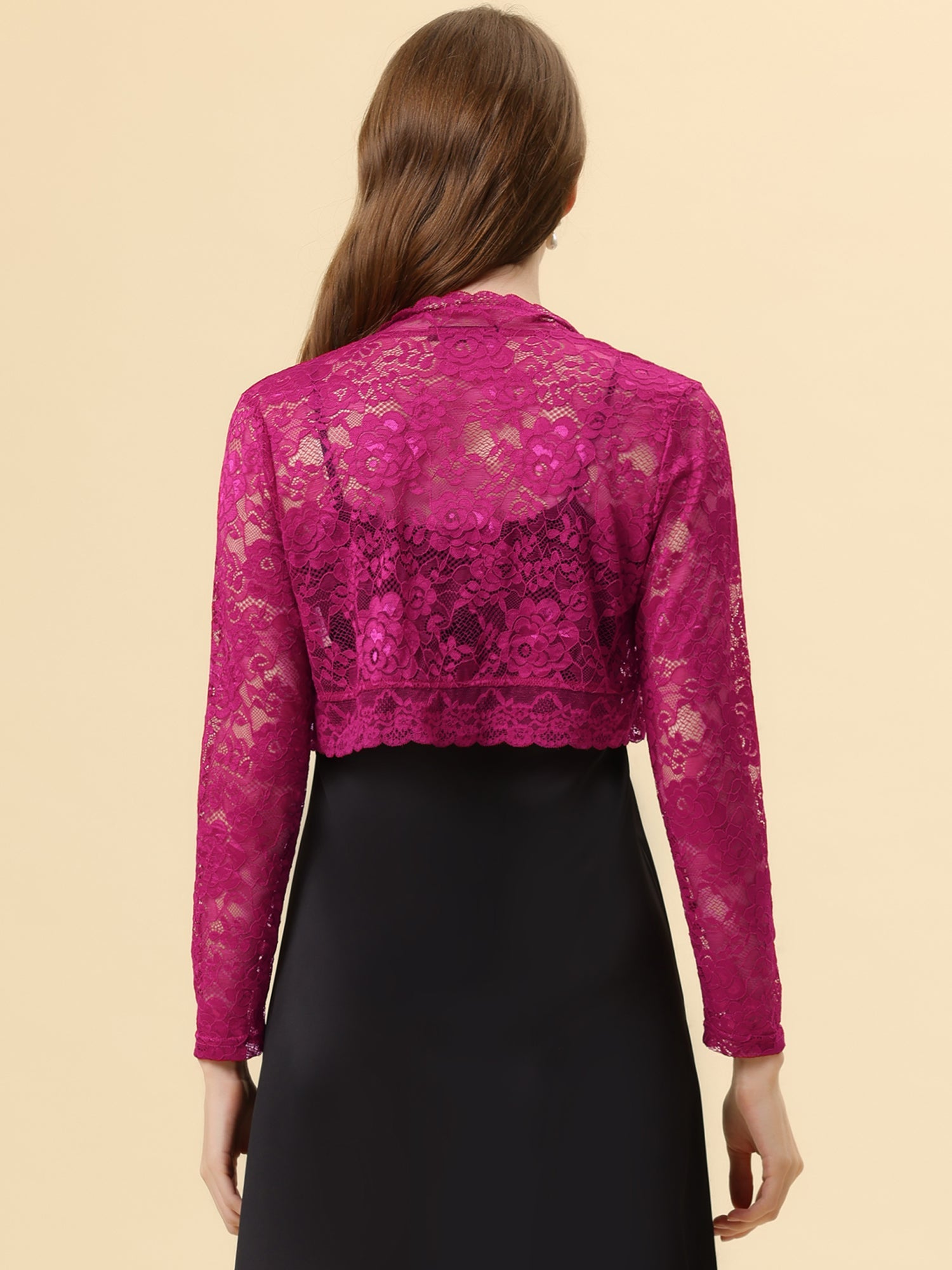 Elegant Sheer Floral Lace Cropped Bolero Shrugs