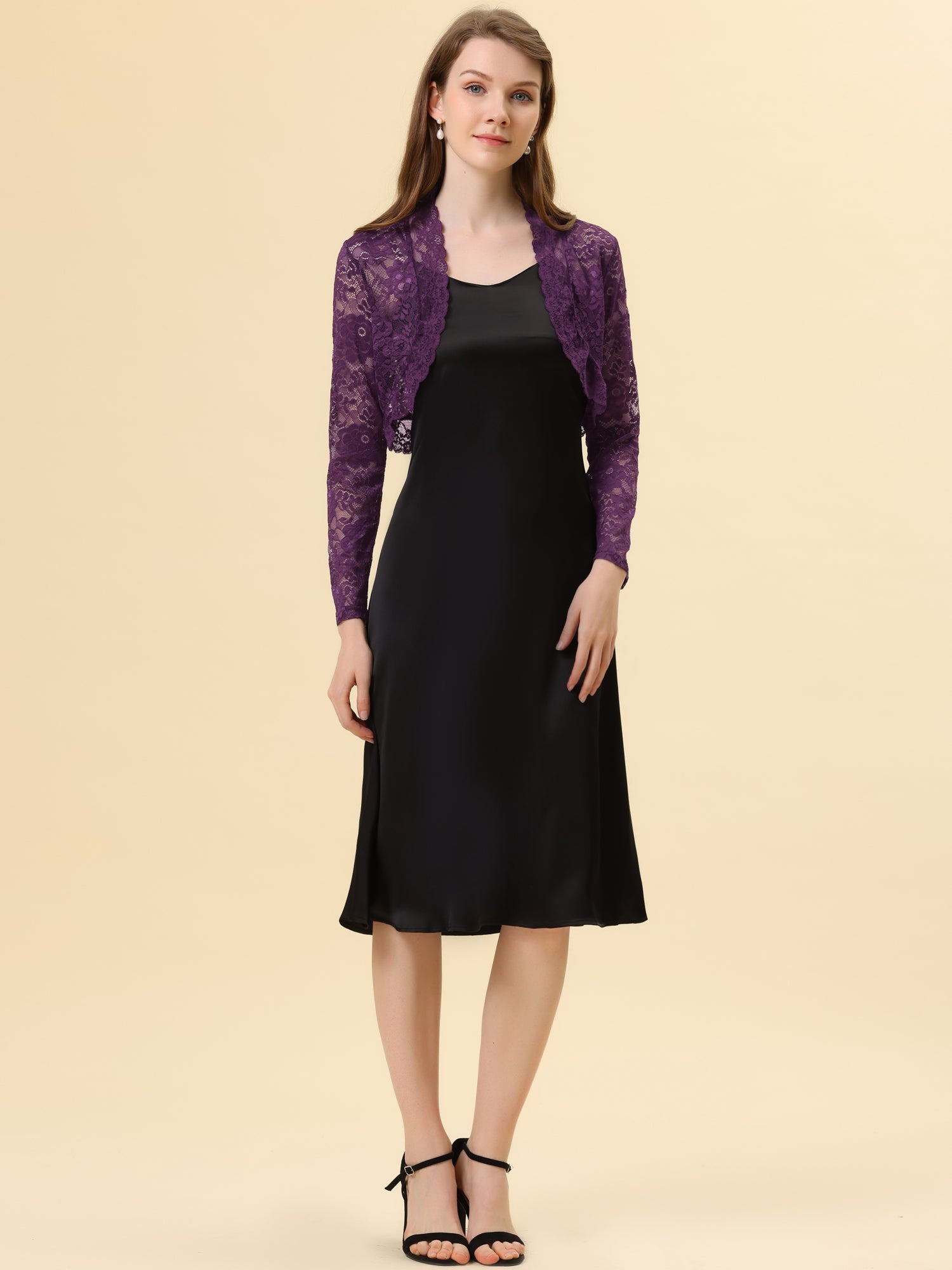 Elegant Sheer Floral Lace Cropped Bolero Shrugs
