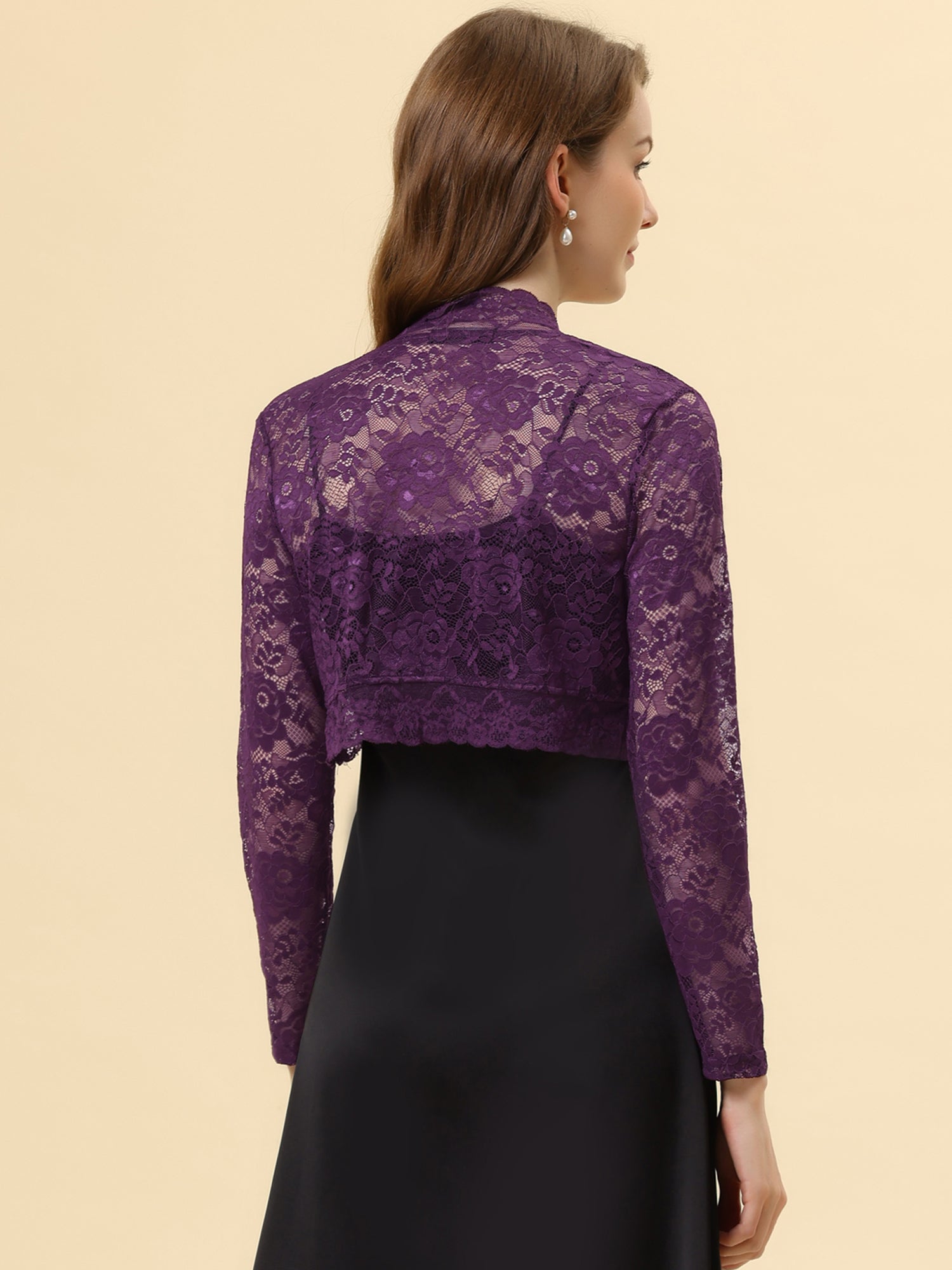 Elegant Sheer Floral Lace Cropped Bolero Shrugs