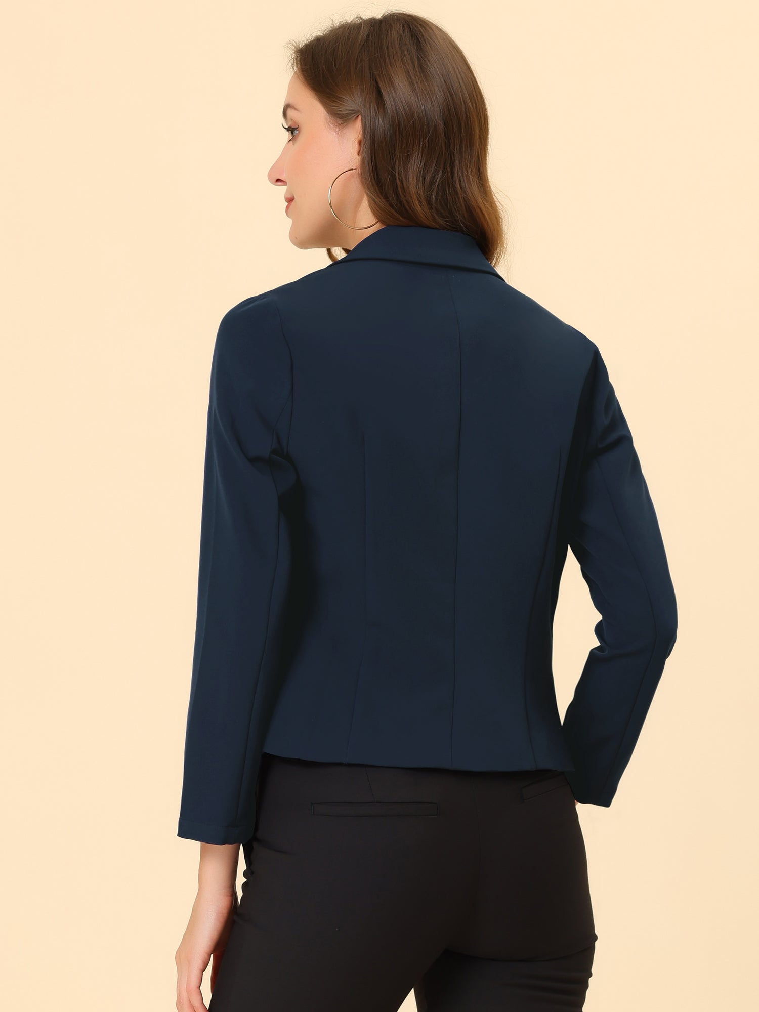 Open Front Office Work Business Crop Suit Blazer Jacket