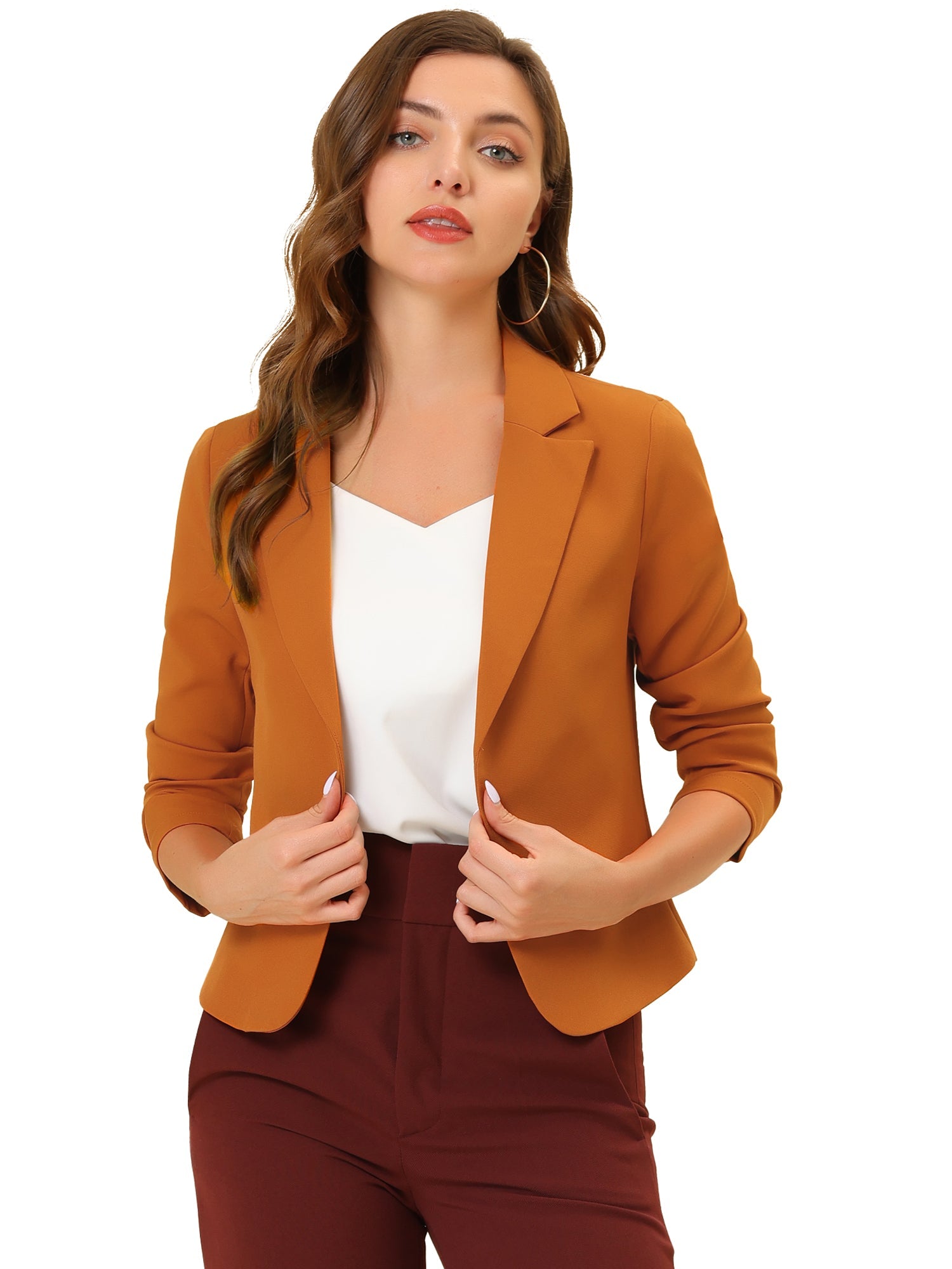 Open Front Office Work Business Crop Suit Blazer Jacket