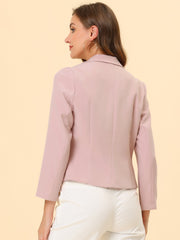 Notched Lapel Long Sleeves Solid Color Open Front Cropped Blazer