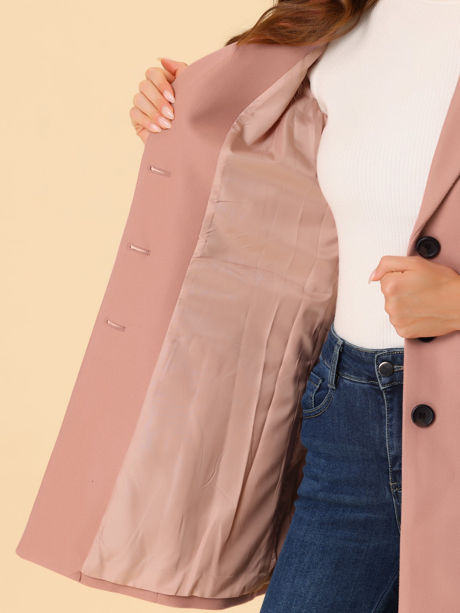 Notched Lapel Single Breasted Outwear Winter Pea Coat