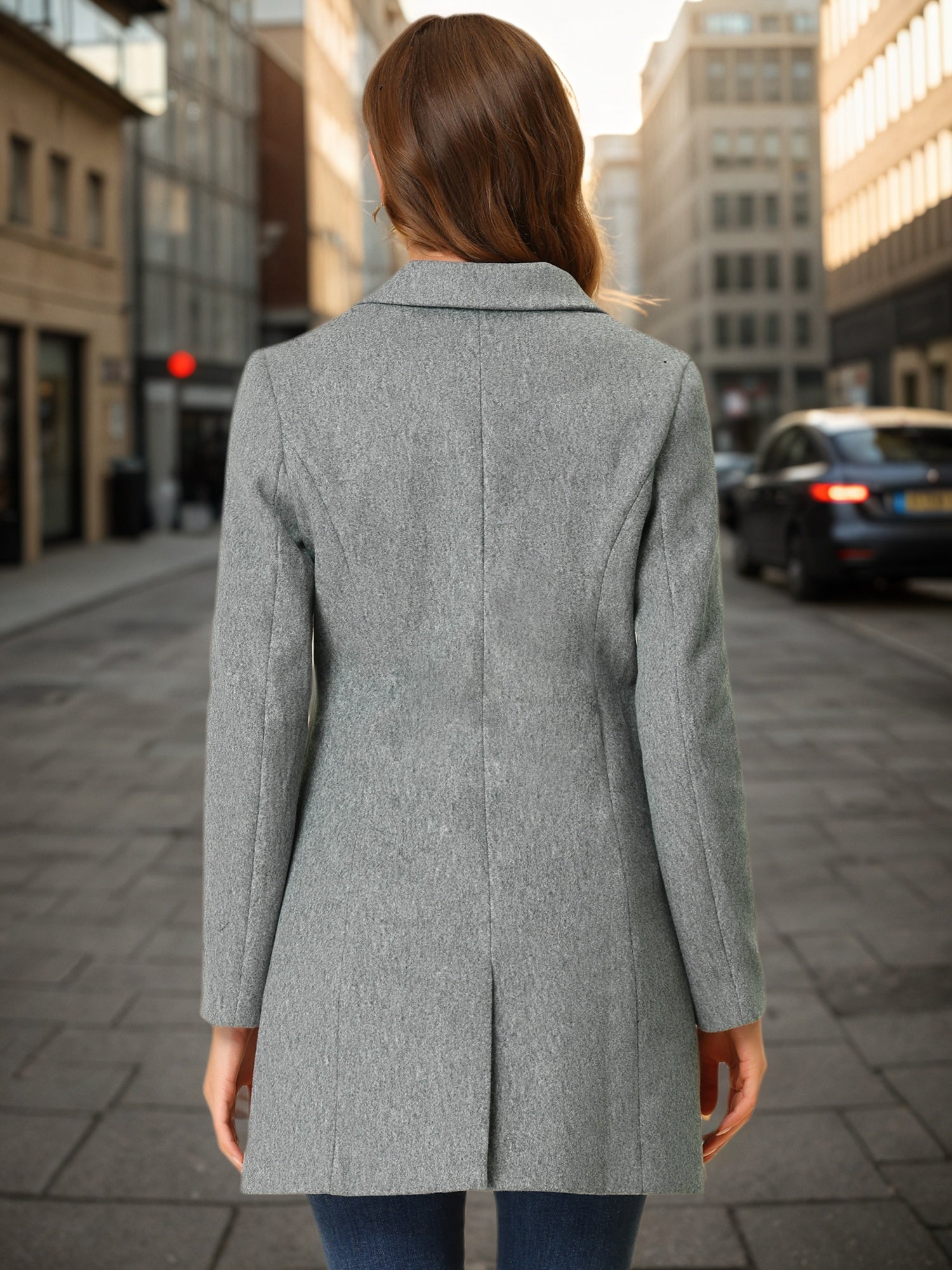 Notched Lapel Single Breasted Outwear Winter Pea Coat