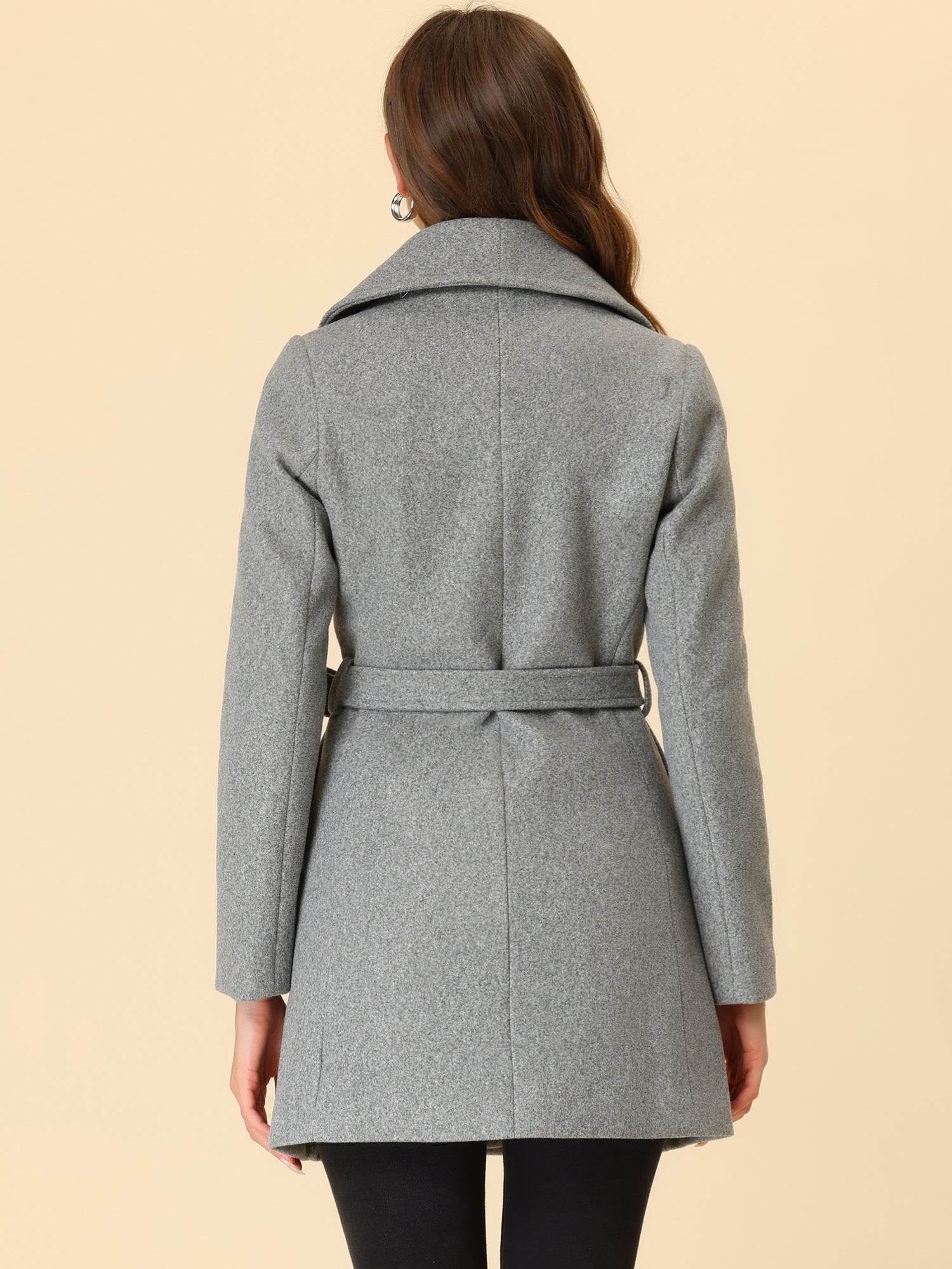 Shawl Collar Single Breasted Winter Long Belted Coat