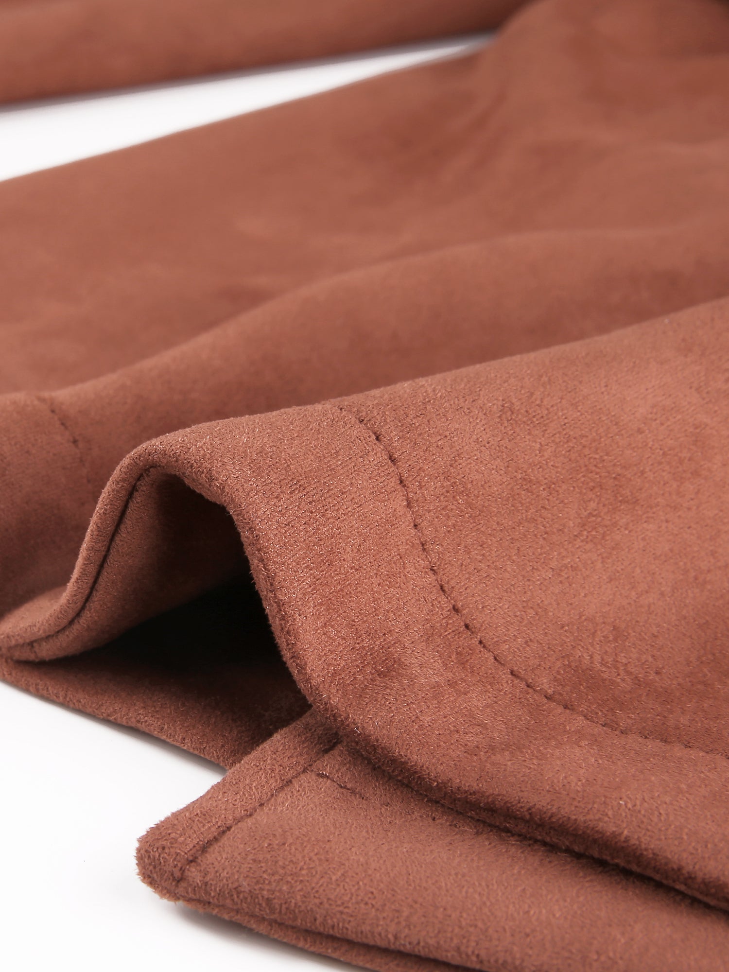 Notched Lapel Double Breasted Faux Suede Trench Coat Jacket with Belt