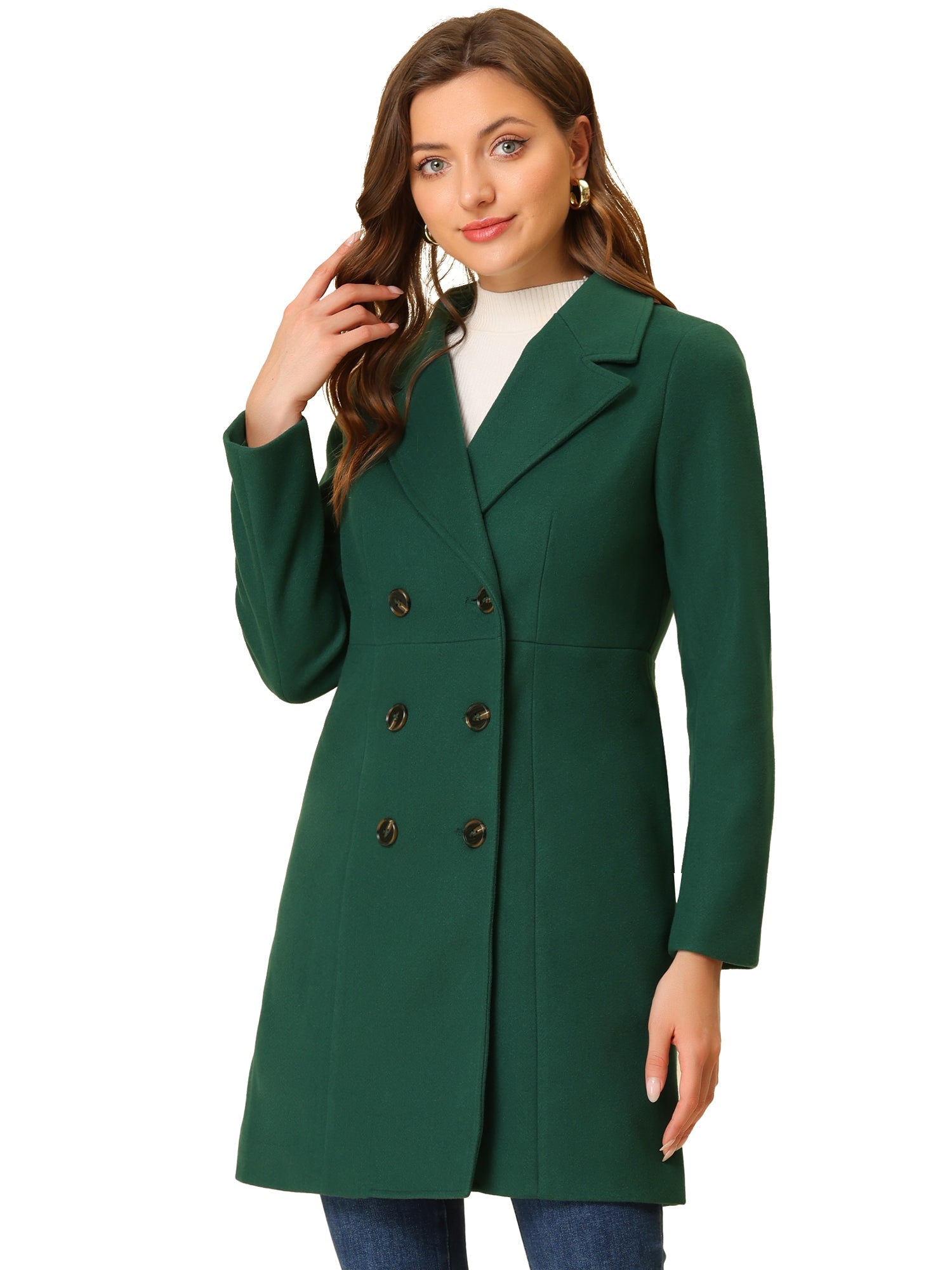 Notched Lapel Double Breasted Outwear Winter Long Coat