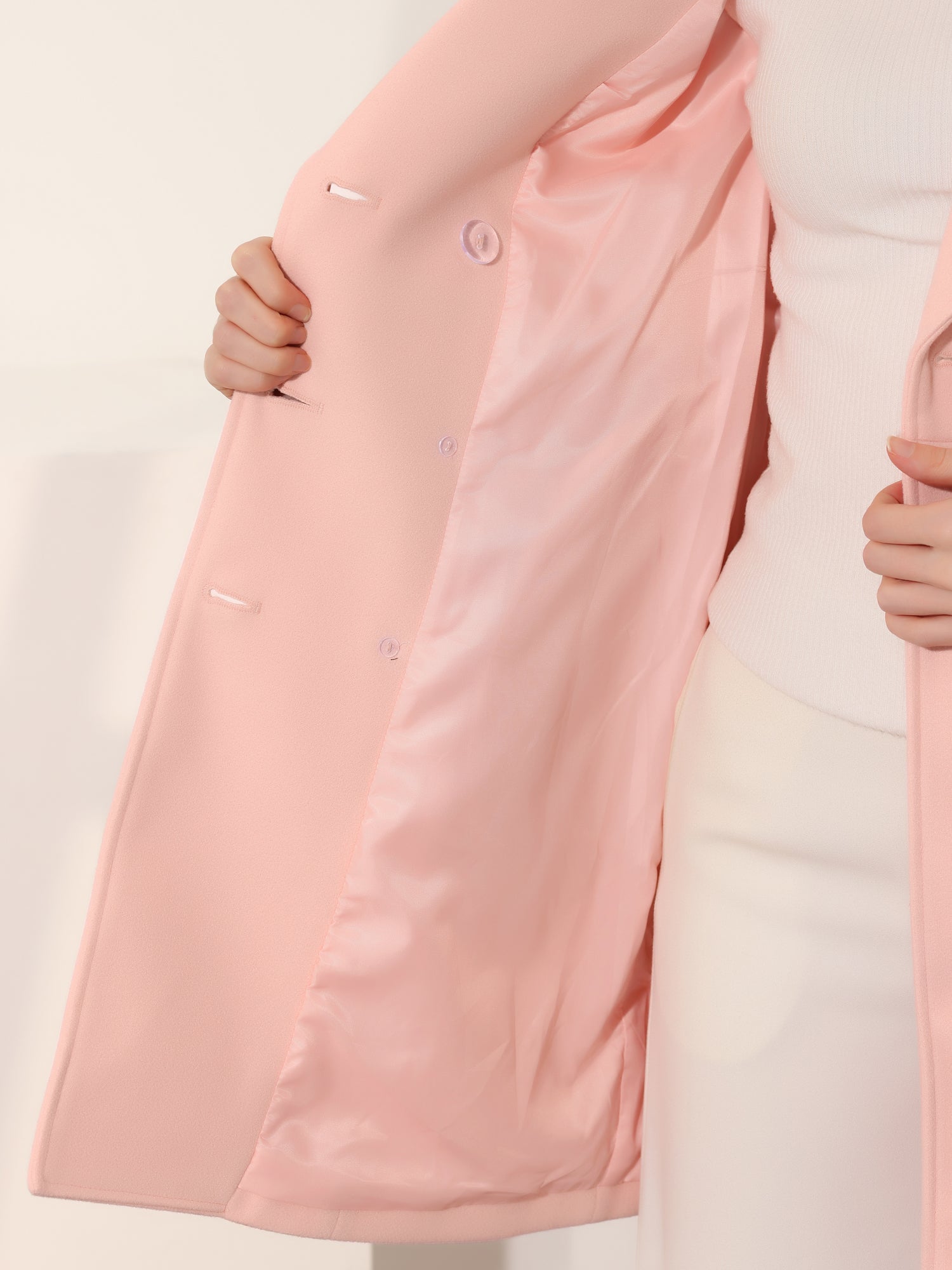 Notched Lapel Double Breasted Outwear Winter Long Coat